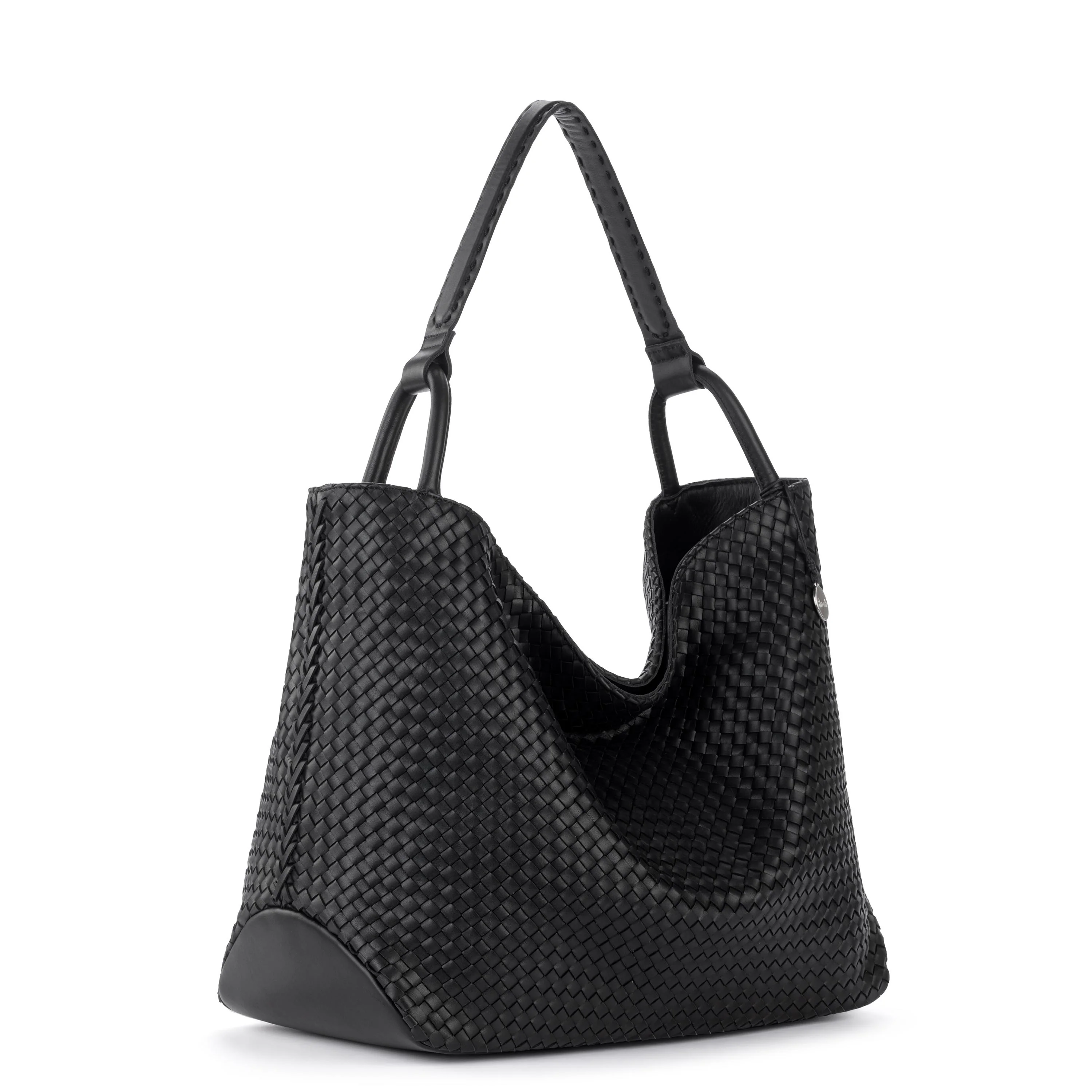 Los Feliz Large Tote - Leather - Woven Black - Image 3