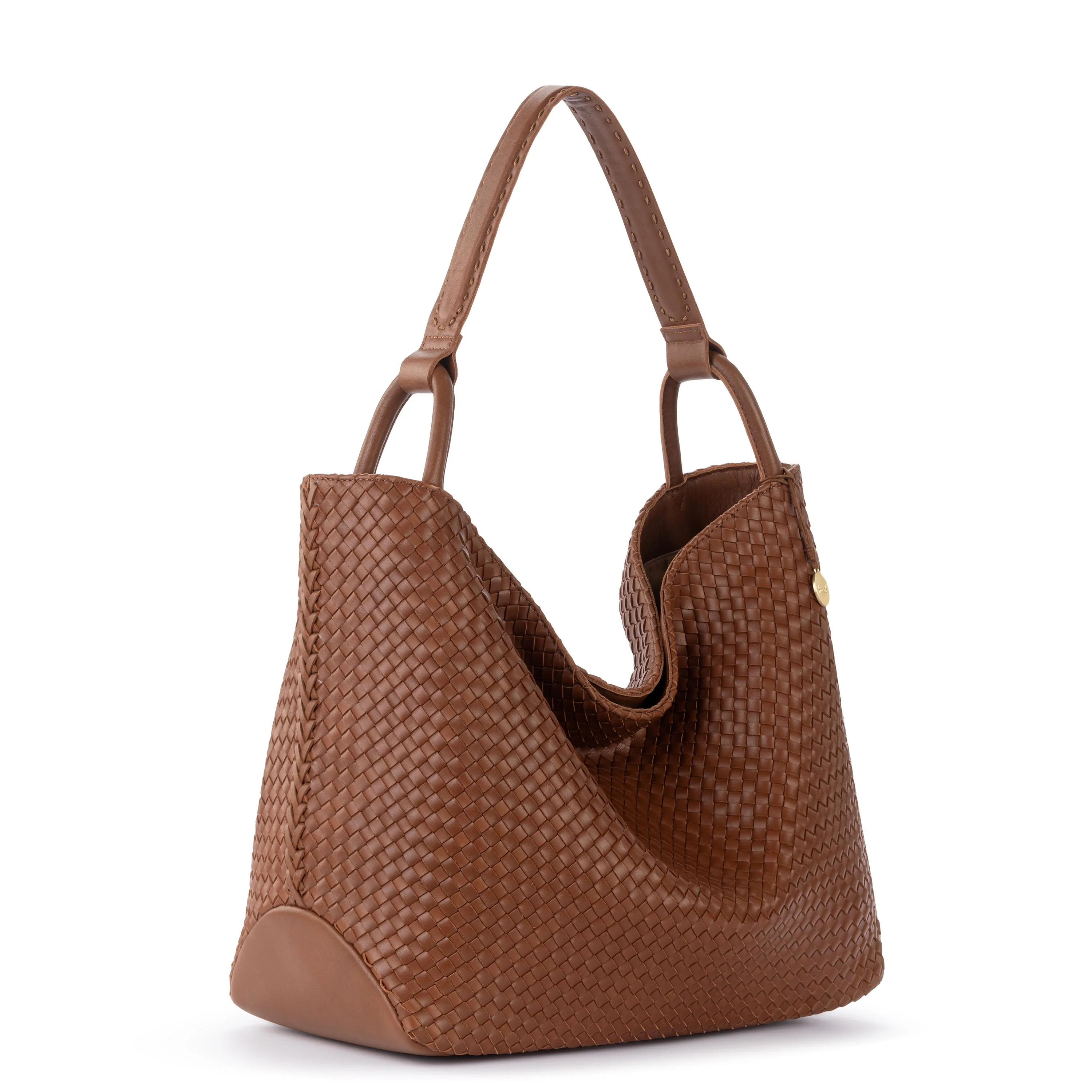 Los Feliz Large Tote - Leather - Woven Cognac - Image 3