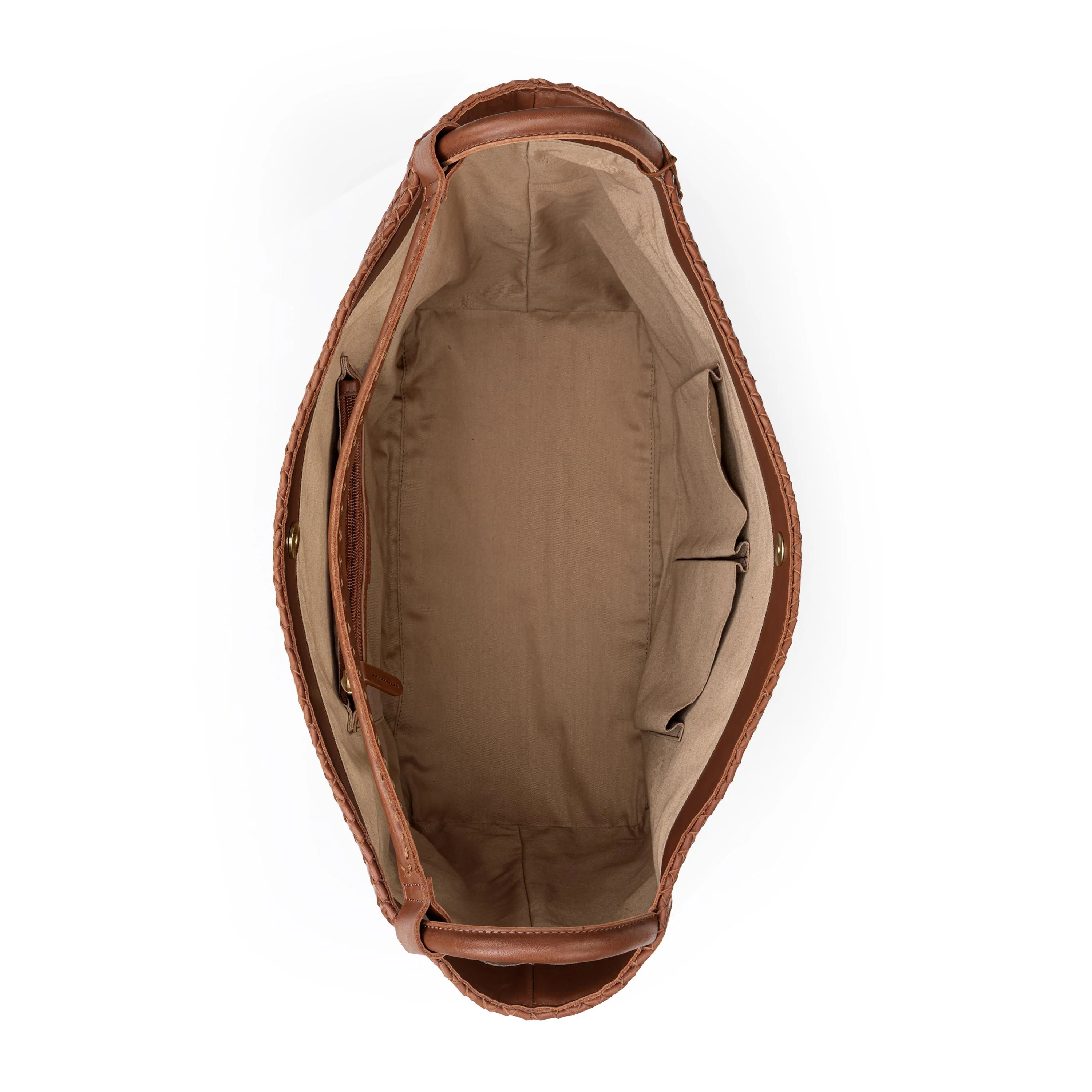 Los Feliz Large Tote - Leather - Woven Cognac - Image 4