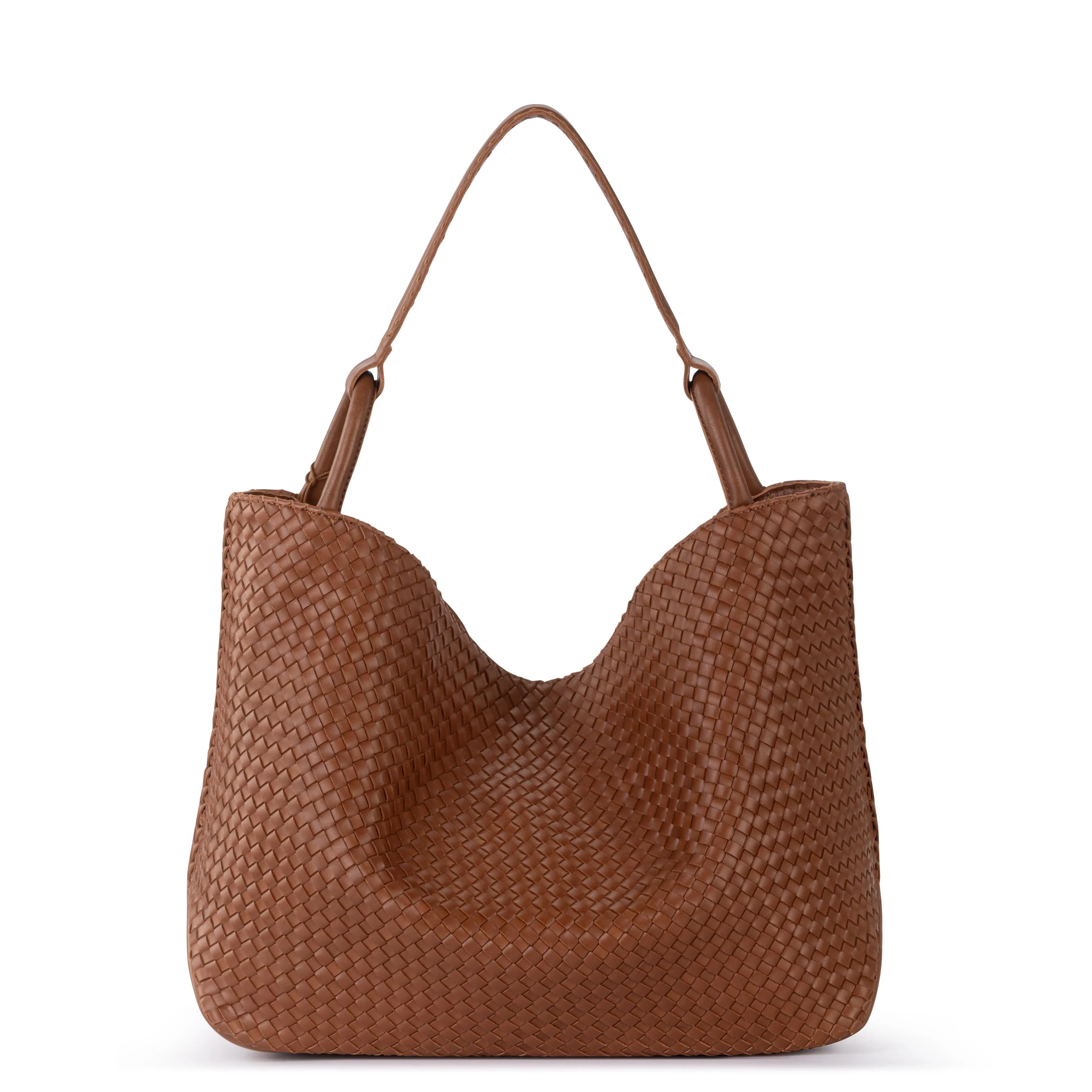 Los Feliz Large Tote - Leather - Woven Cognac - Image 5