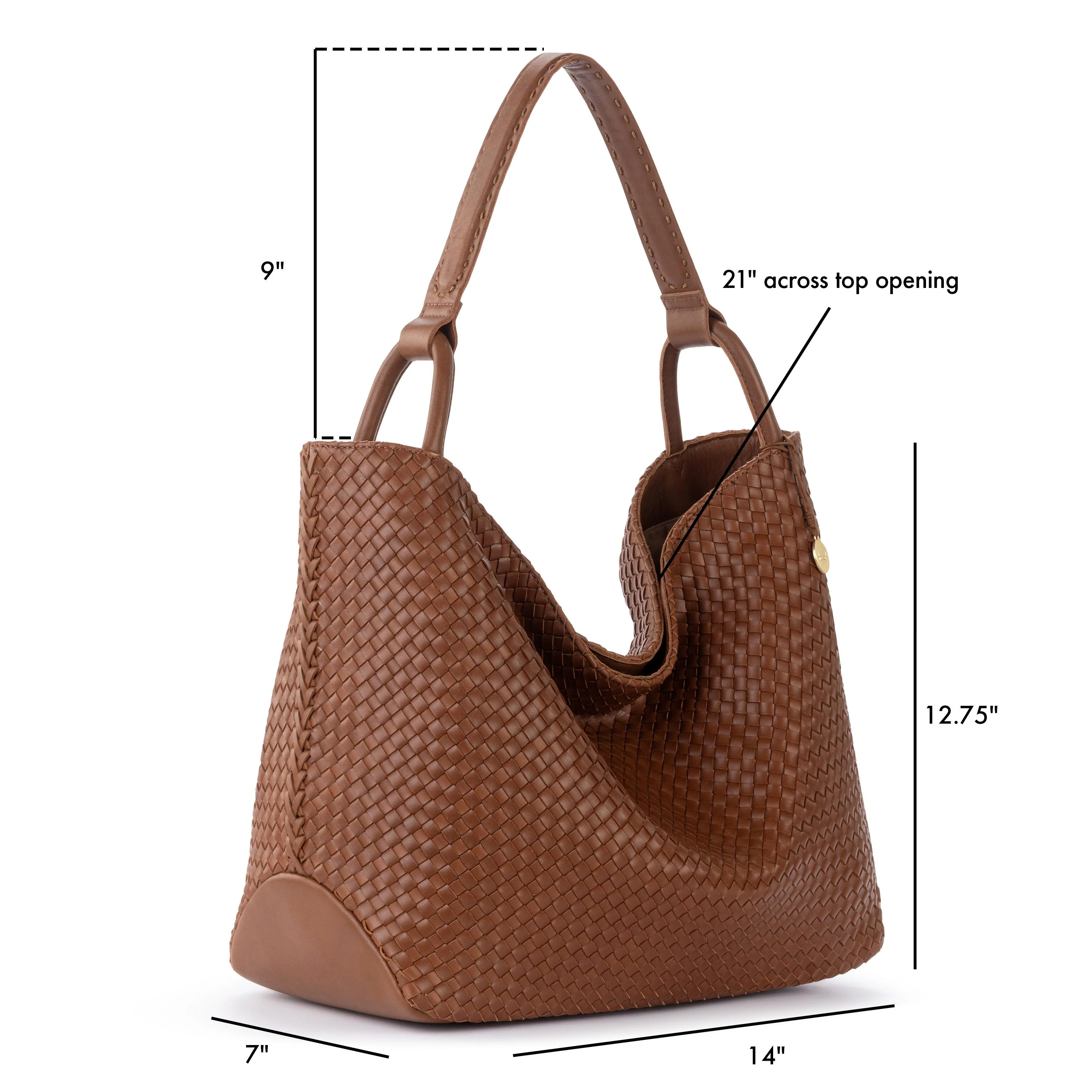 Los Feliz Large Tote - Leather - Woven Cognac - Image 6