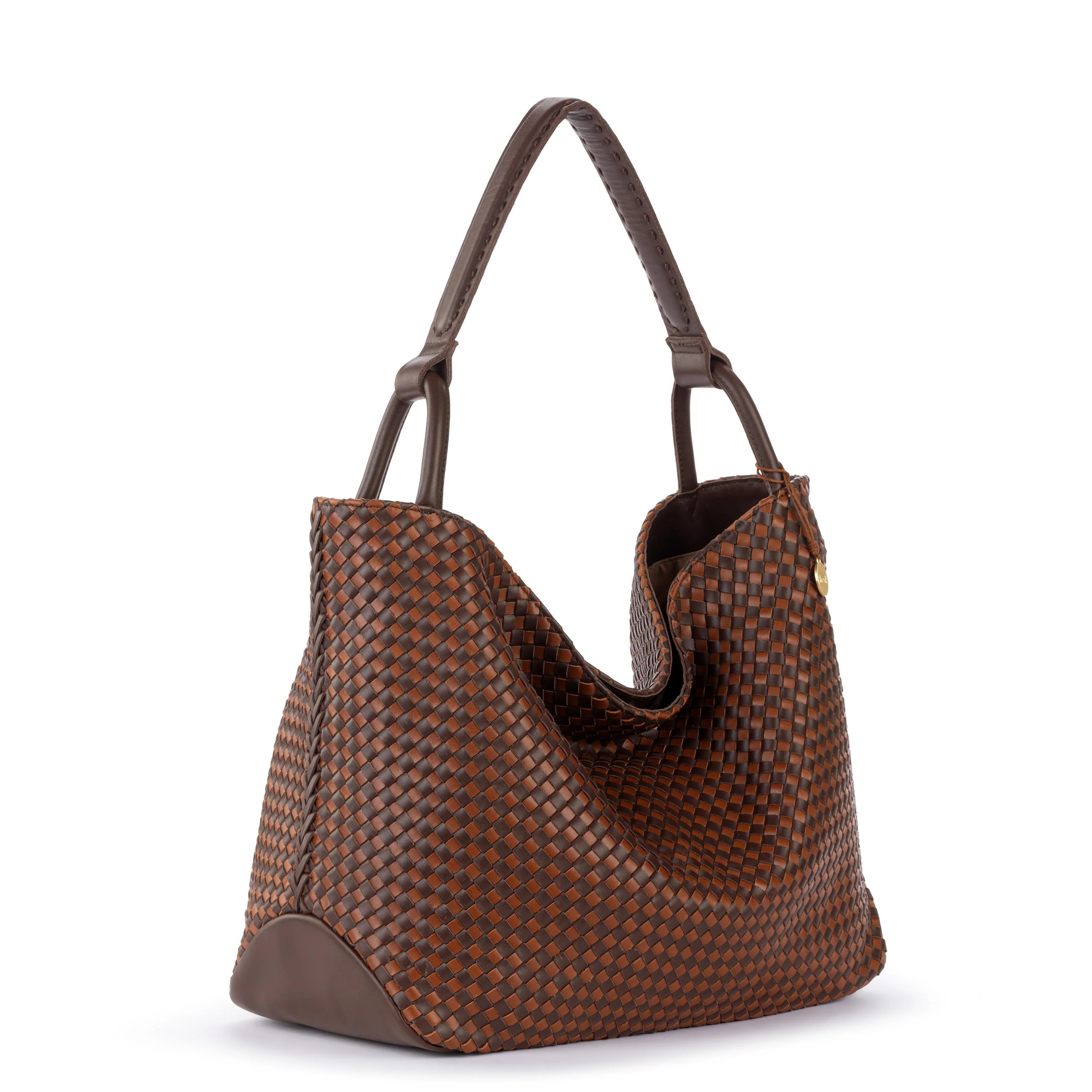 Los Feliz Large Tote - Leather - Woven Mahogany Cognac - Image 2