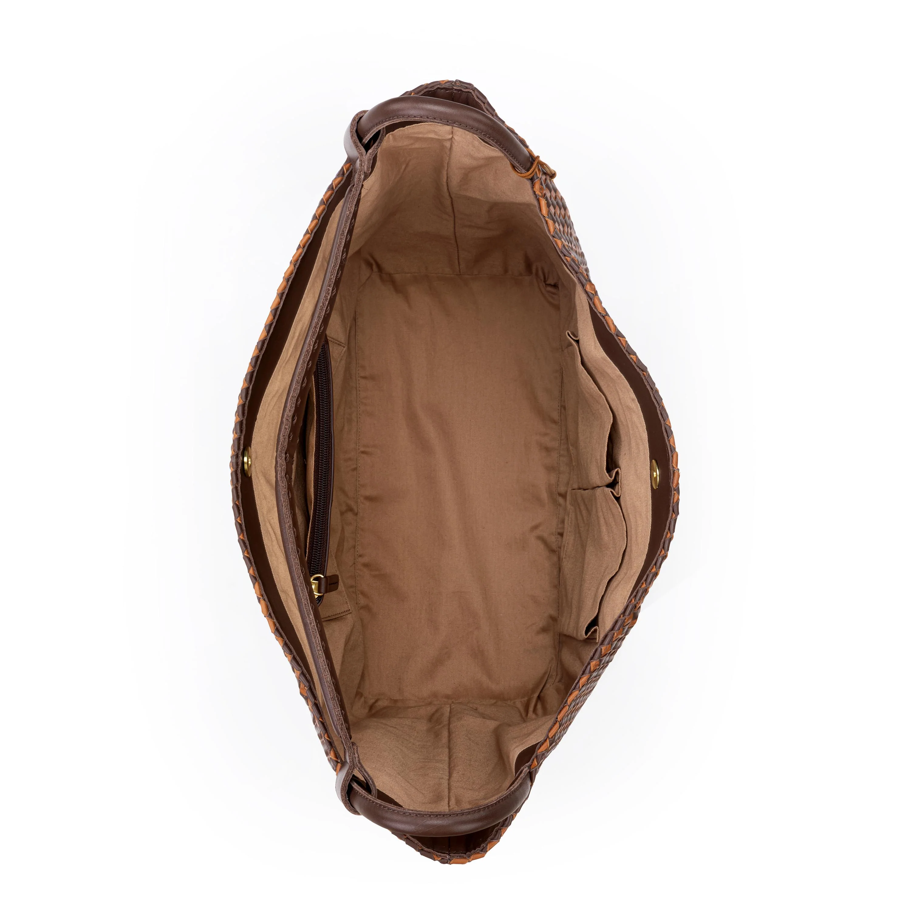 Los Feliz Large Tote - Leather - Woven Mahogany Cognac - Image 3