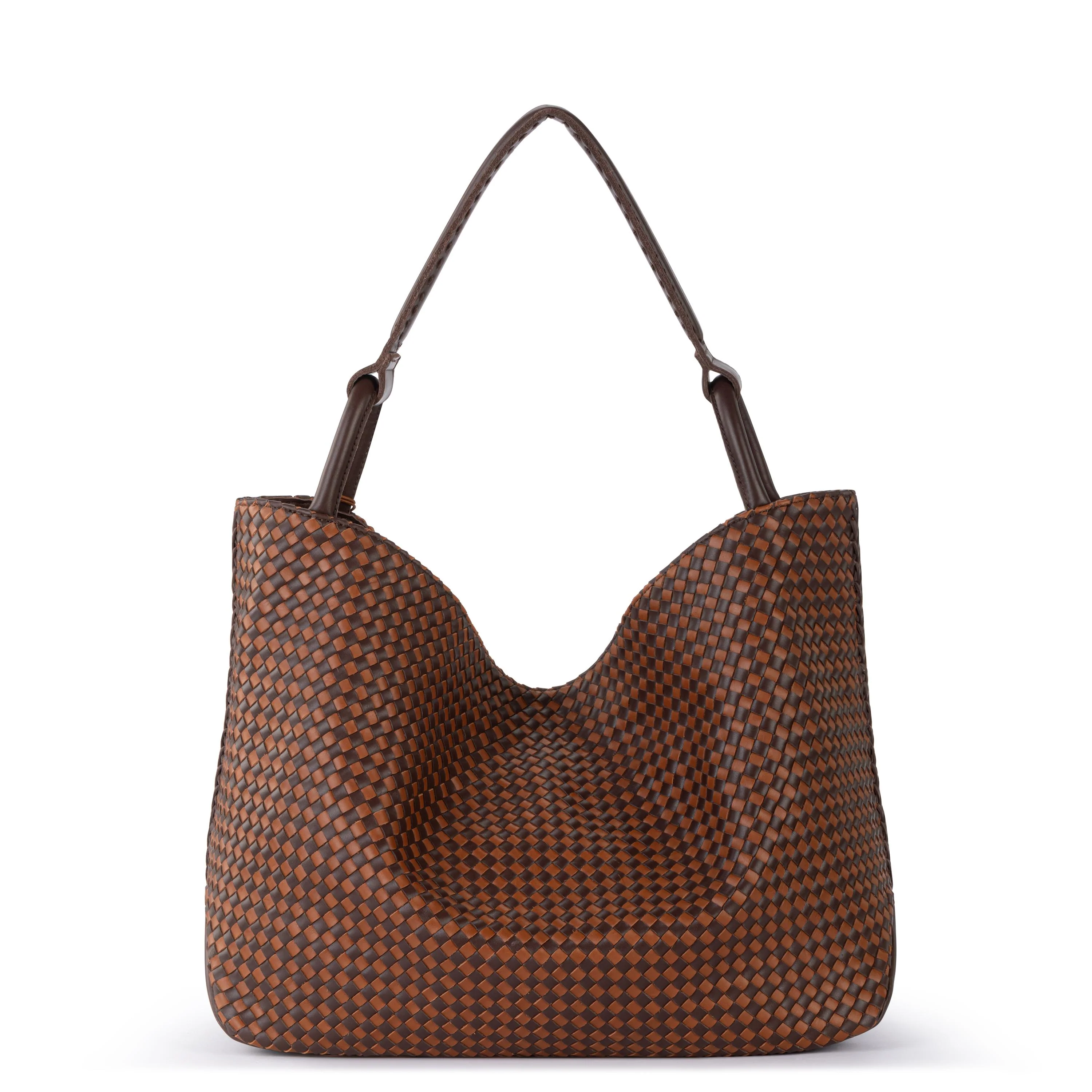 Los Feliz Large Tote - Leather - Woven Mahogany Cognac - Image 4