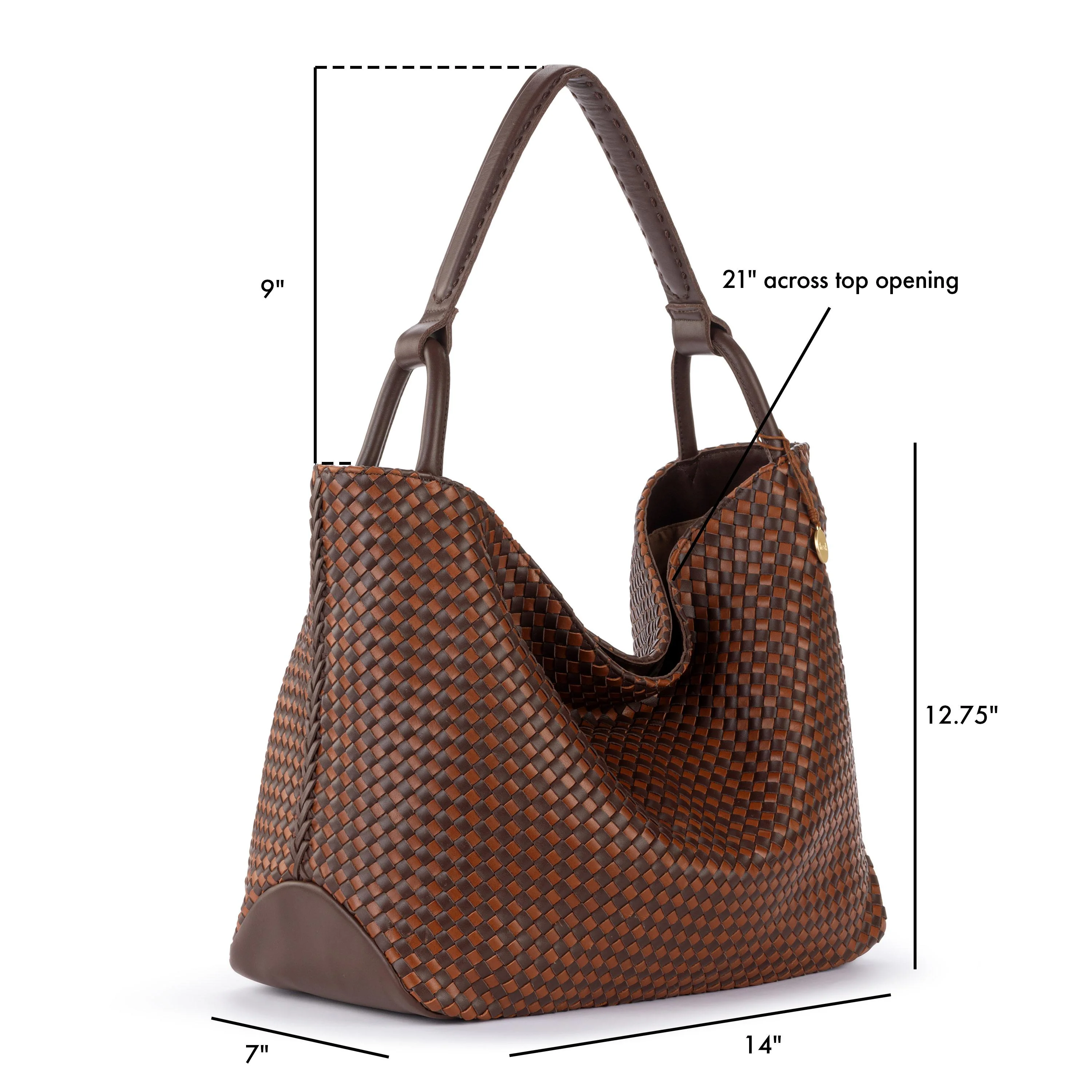 Los Feliz Large Tote - Leather - Woven Mahogany Cognac - Image 6