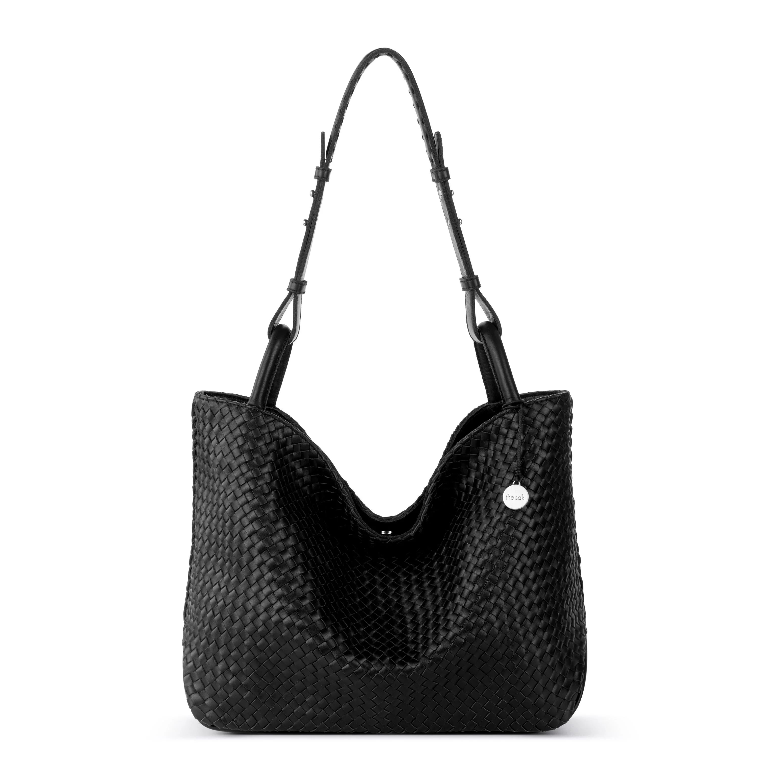 Los Feliz Medium Tote - Leather - Black Woven