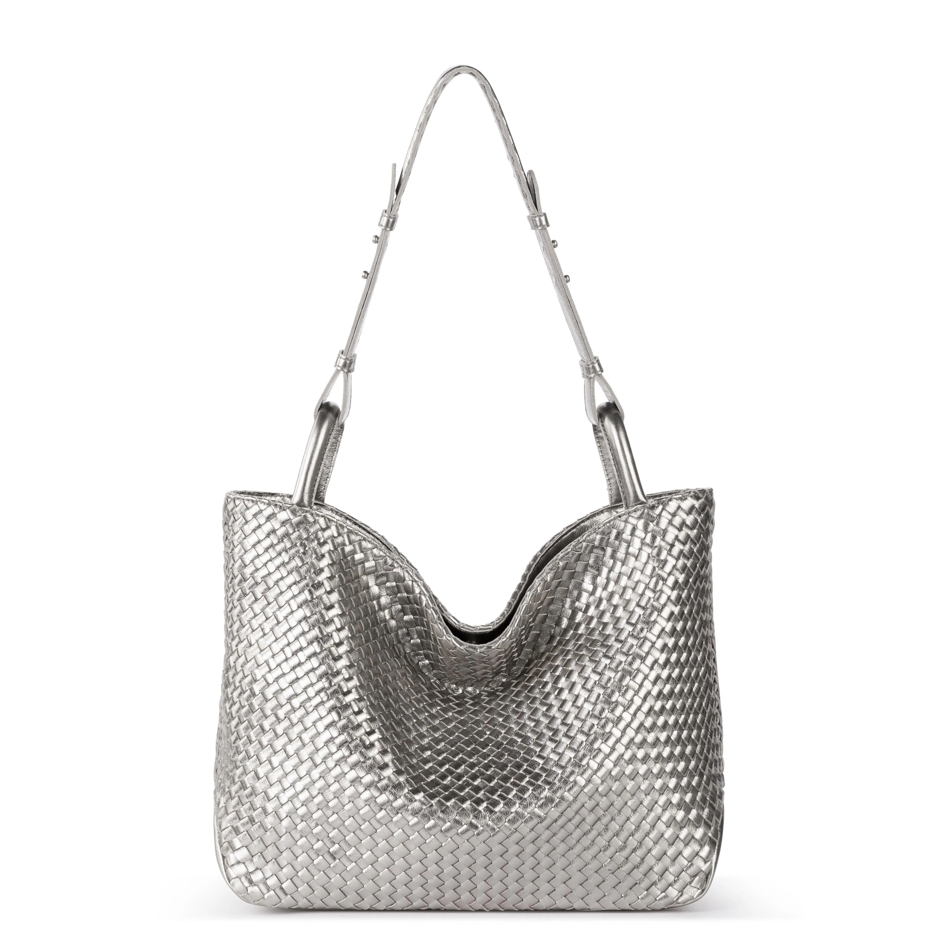 Los Feliz Medium Tote - Leather - Pyrite Woven