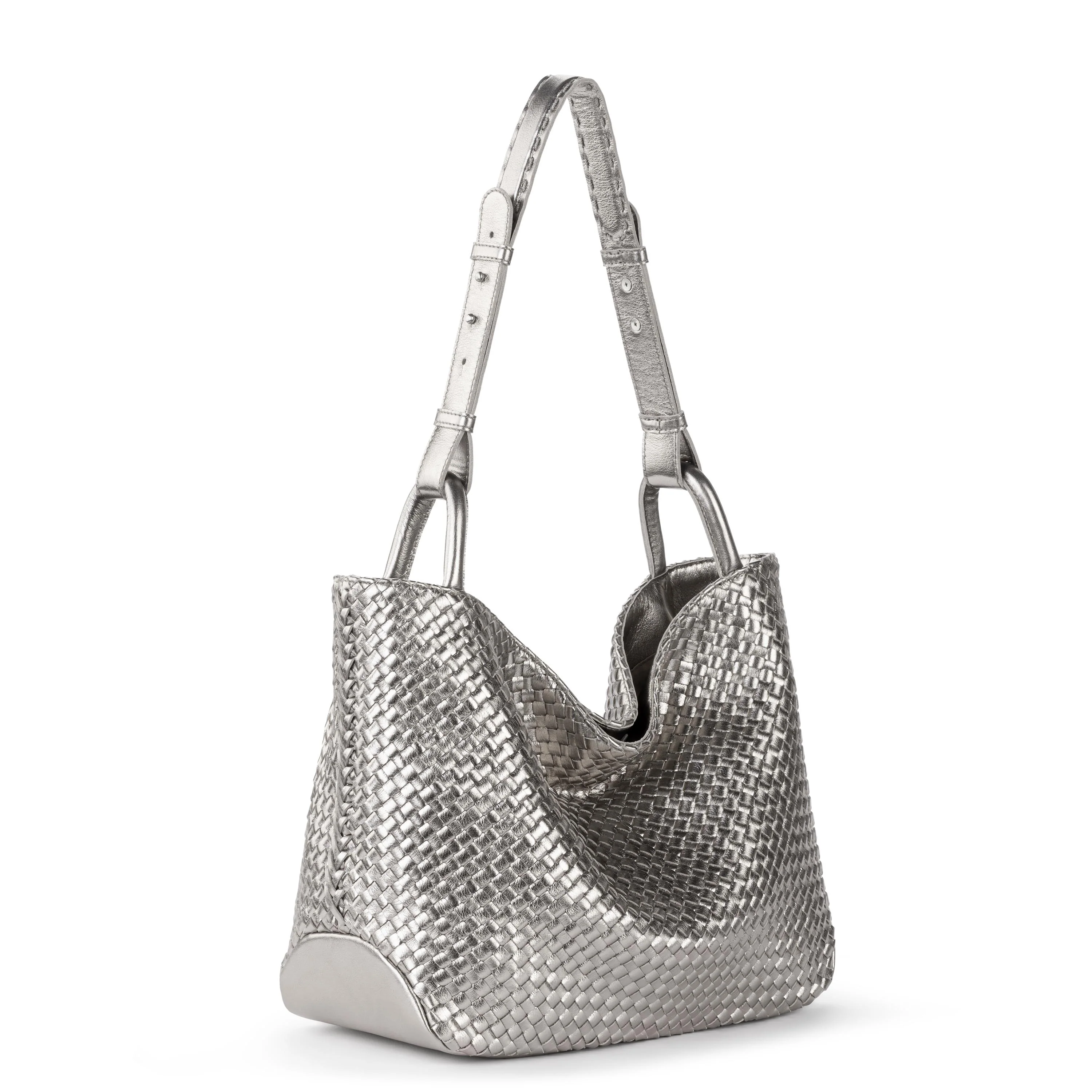 Los Feliz Medium Tote - Leather - Pyrite Woven - Image 2