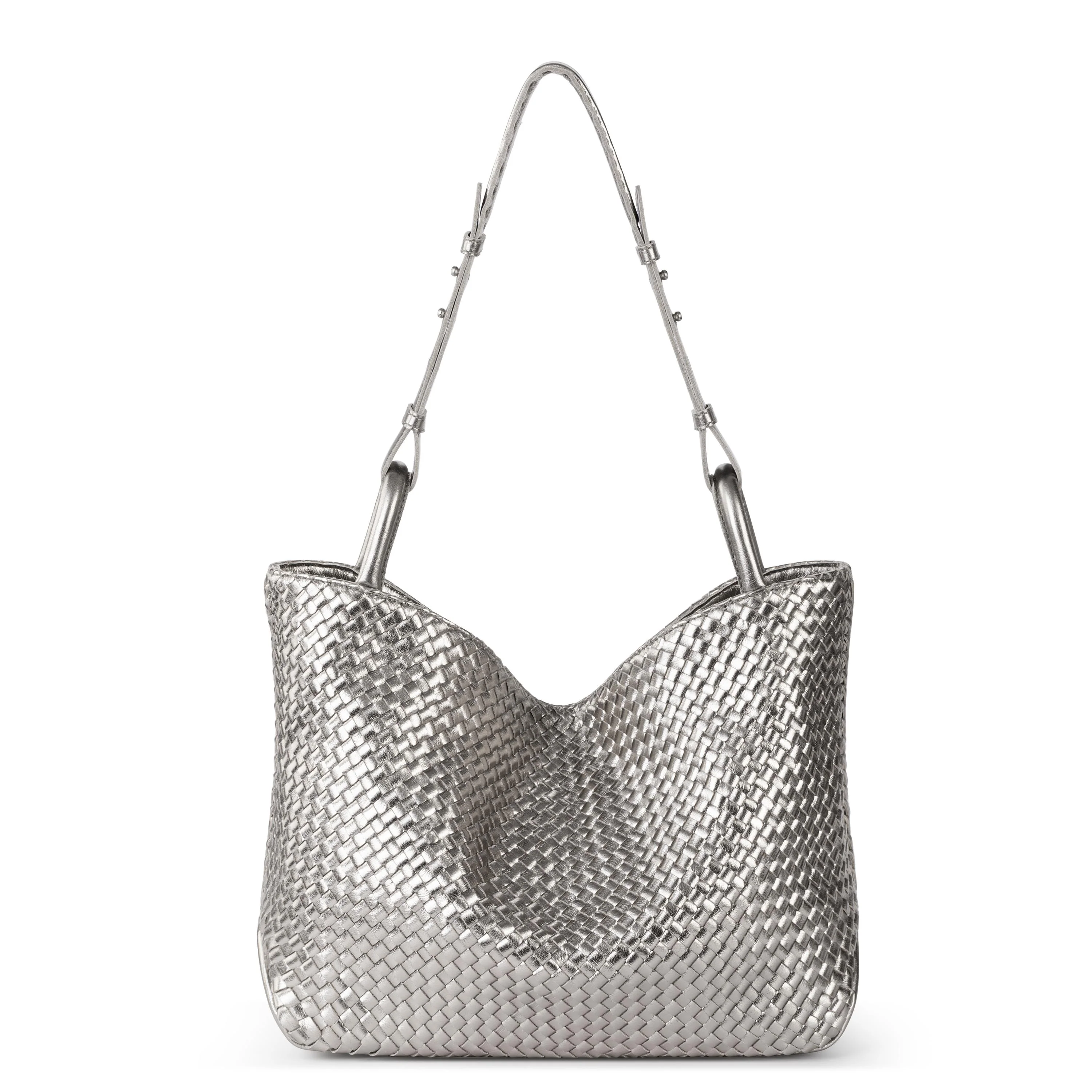 Los Feliz Medium Tote - Leather - Pyrite Woven - Image 4