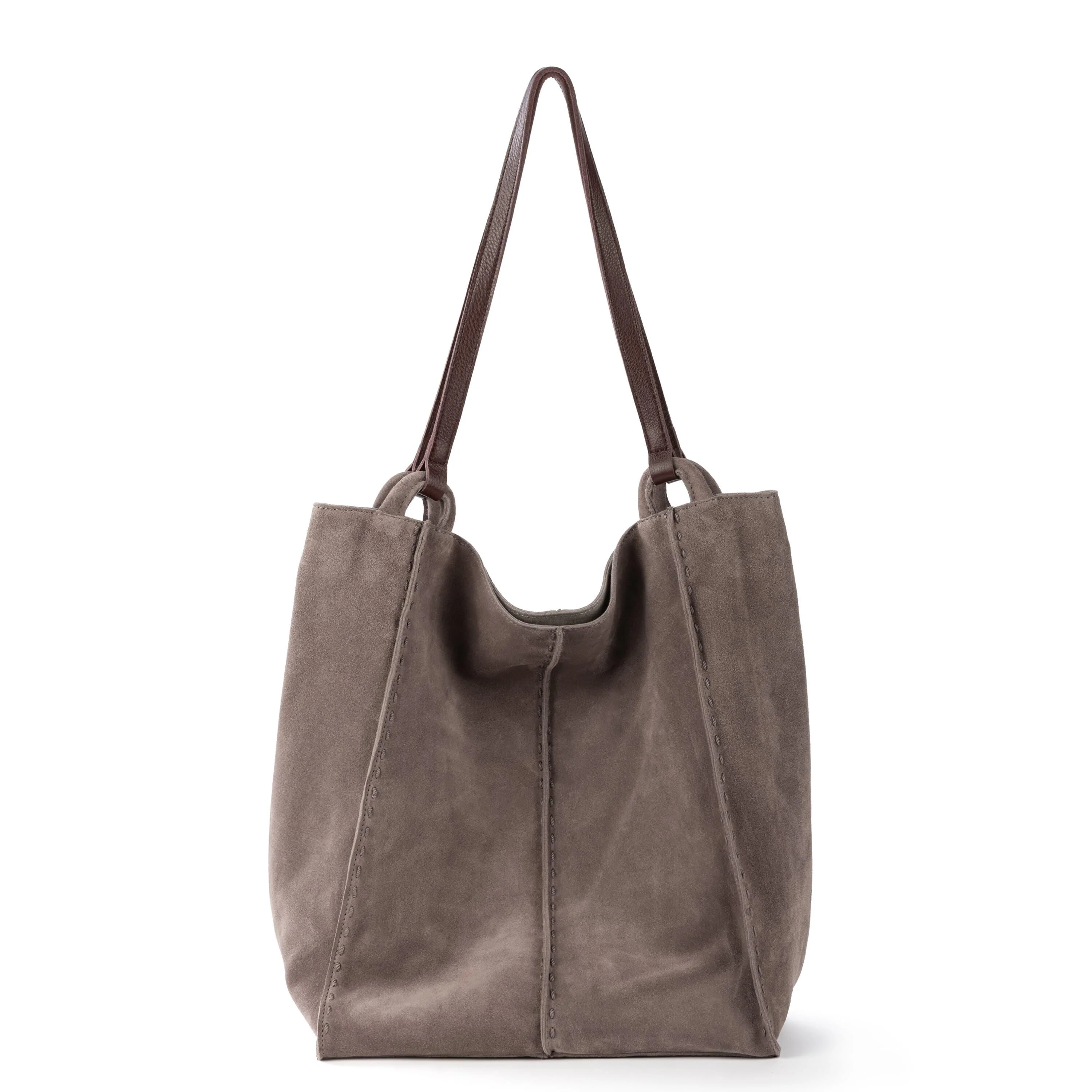 Los Feliz Tall Tote - Leather - Mushroom Suede