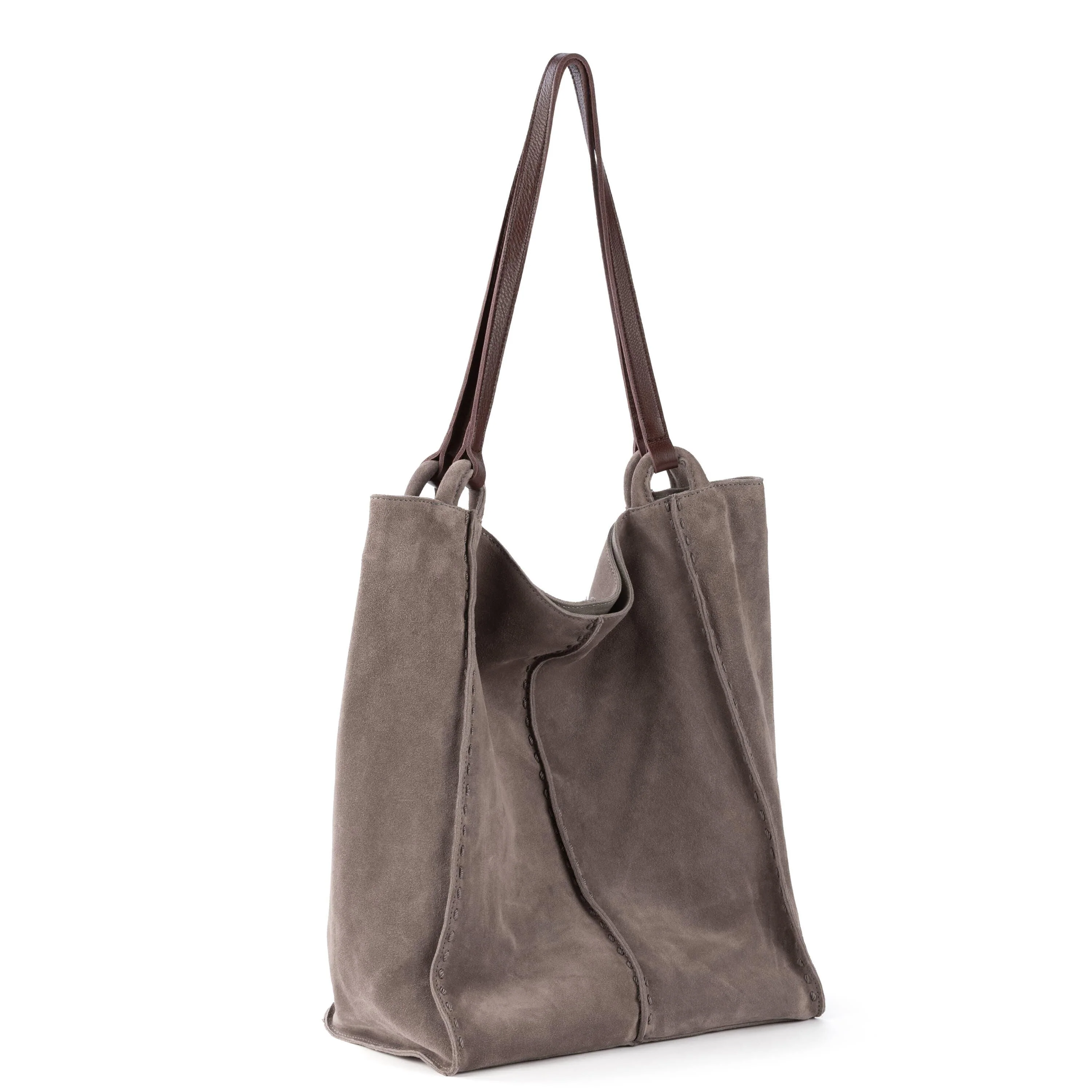 Los Feliz Tall Tote - Leather - Mushroom Suede - Image 3