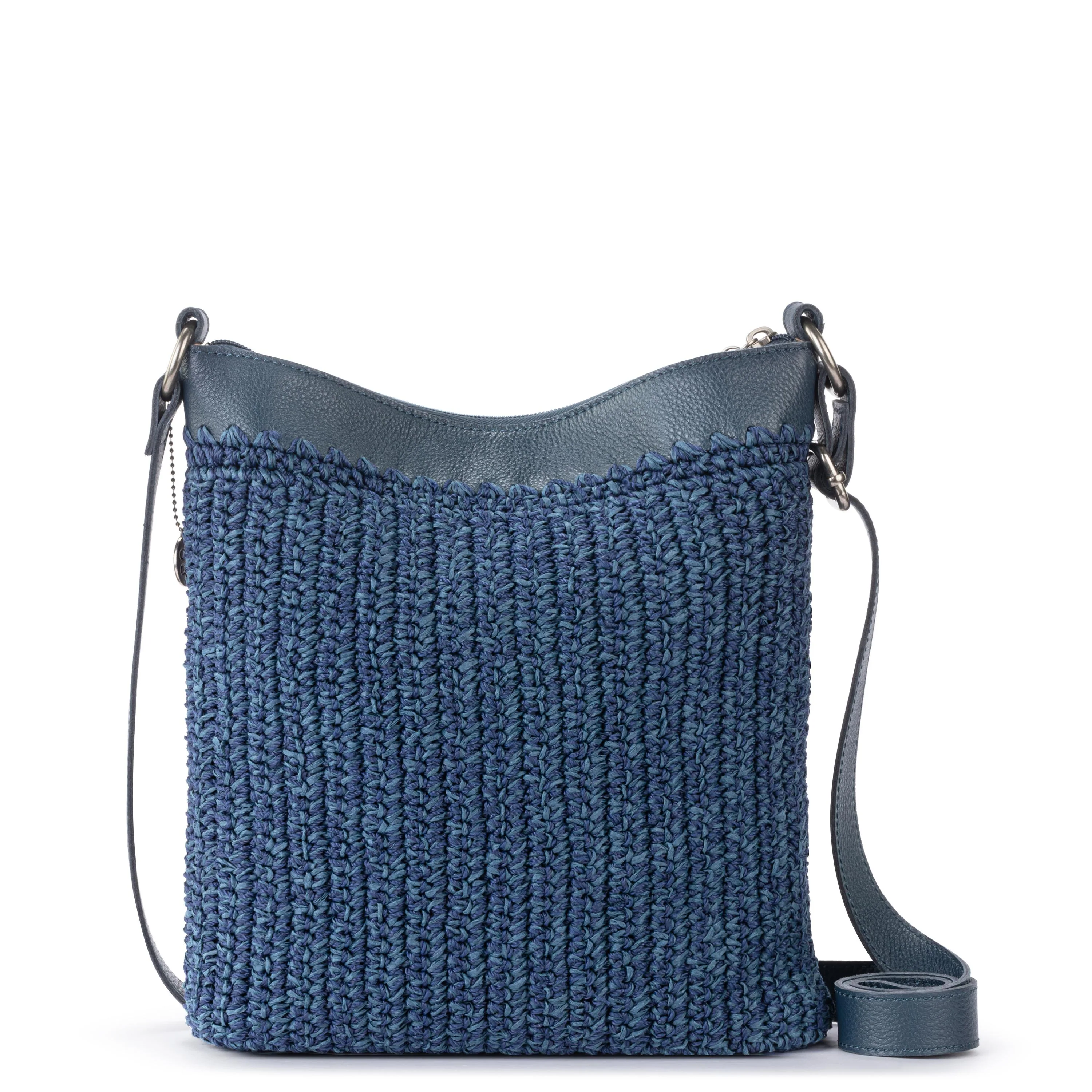 Lucia Crossbody - Hand Crochet - Denim Tonal Straw - Image 5