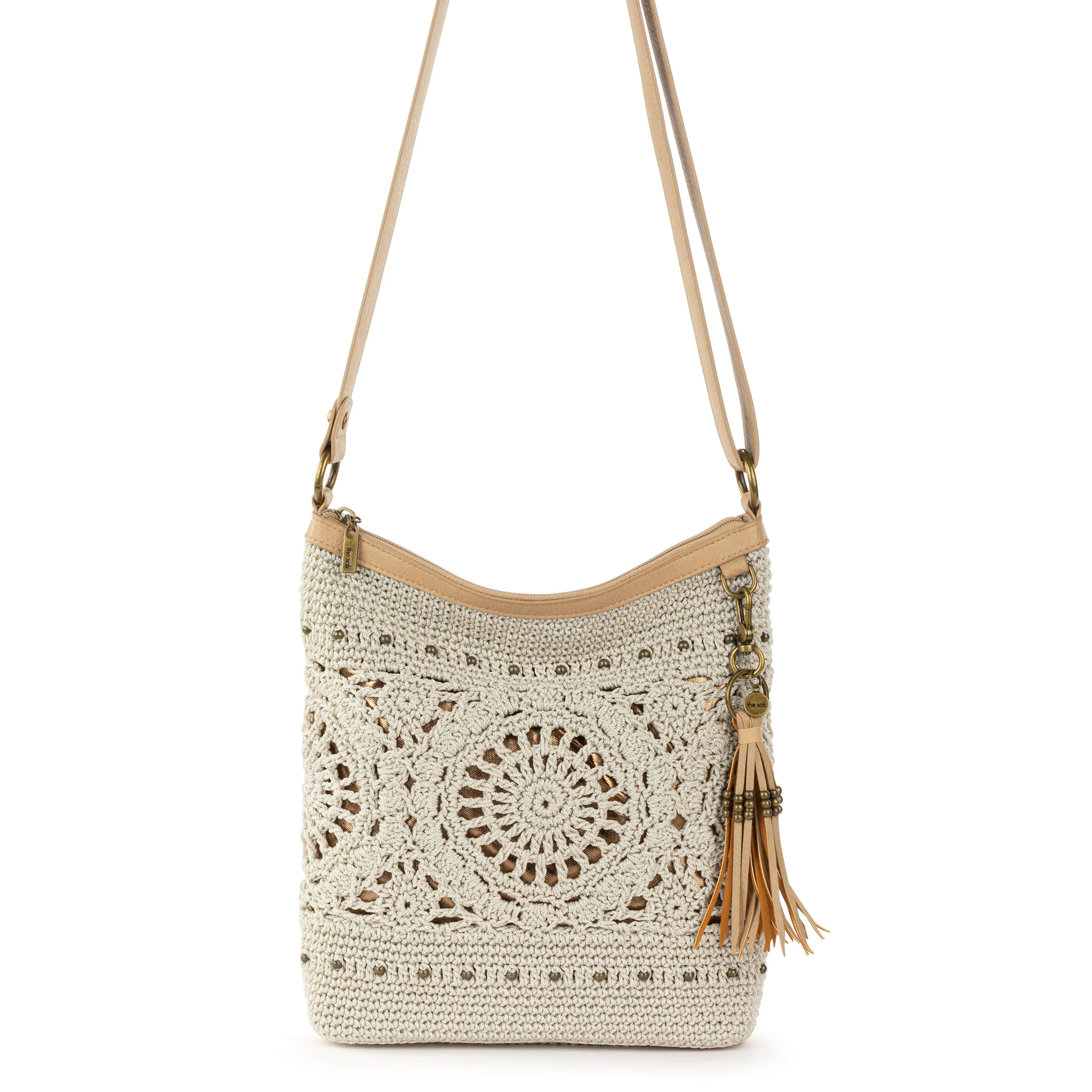 Lucia Crossbody - Hand Crochet - Natural Medallion - Image 3