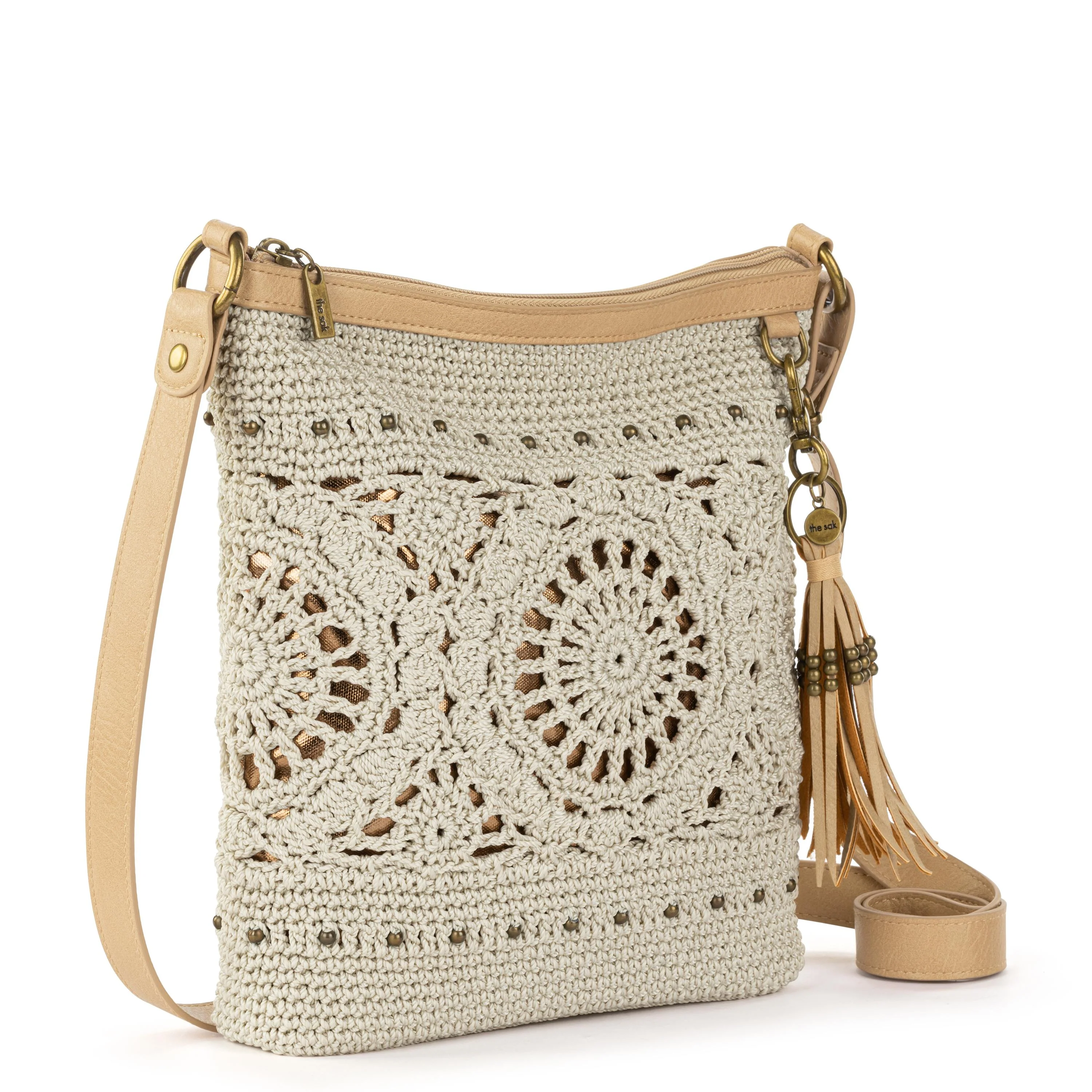 Lucia Crossbody - Hand Crochet - Natural Medallion - Image 4