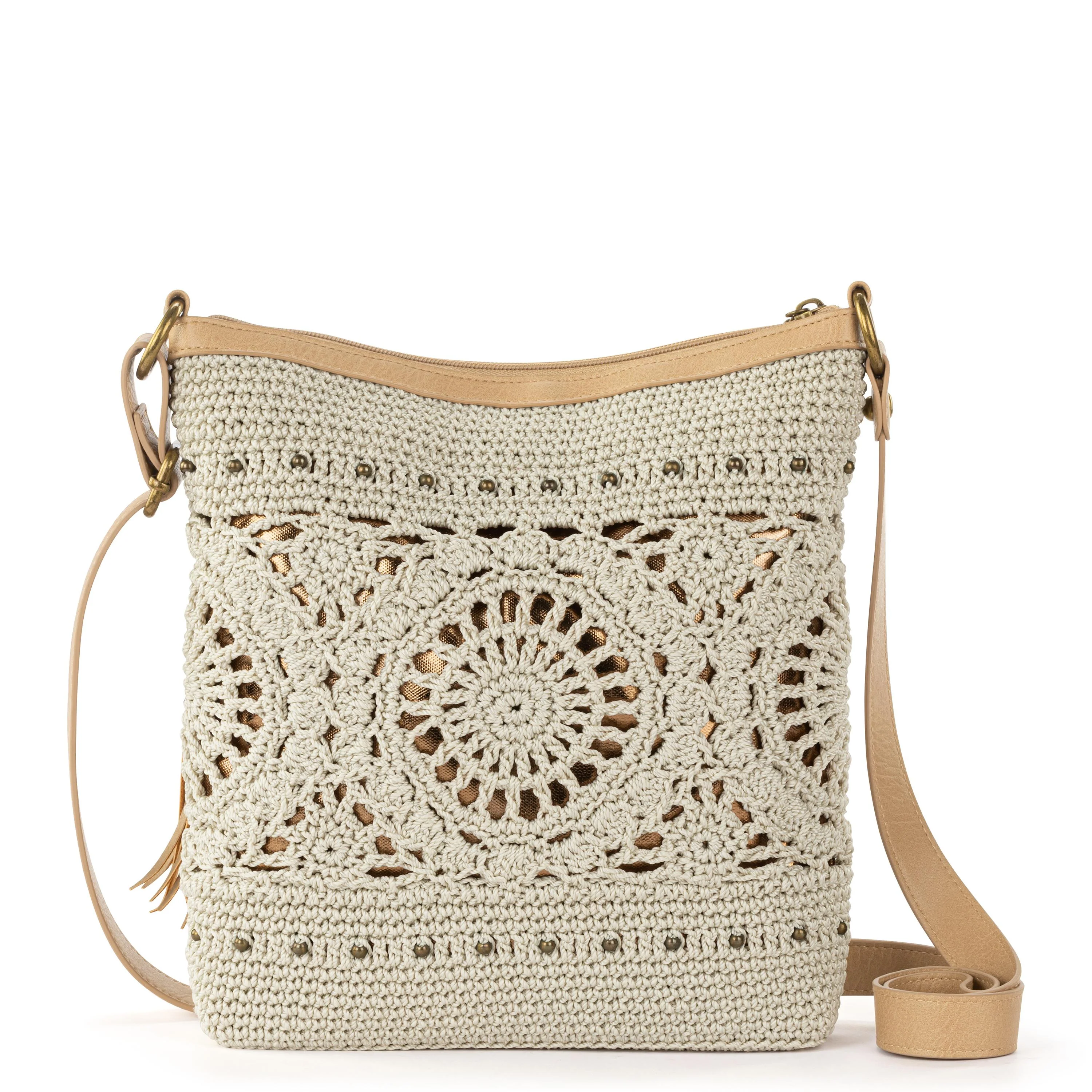 Lucia Crossbody - Hand Crochet - Natural Medallion - Image 6