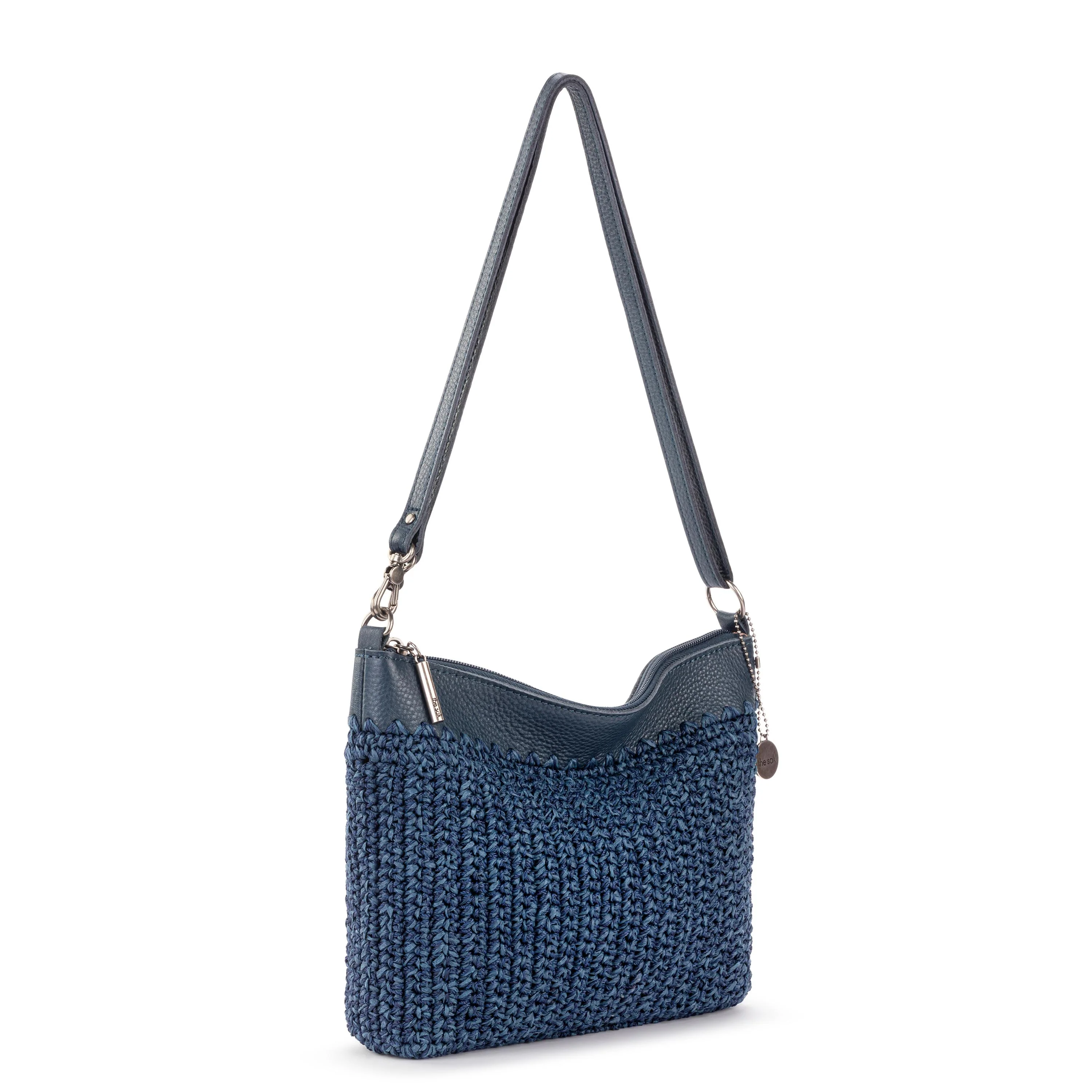 Lumi Crossbody - Hand Crochet - Denim Tonal Straw - Image 3