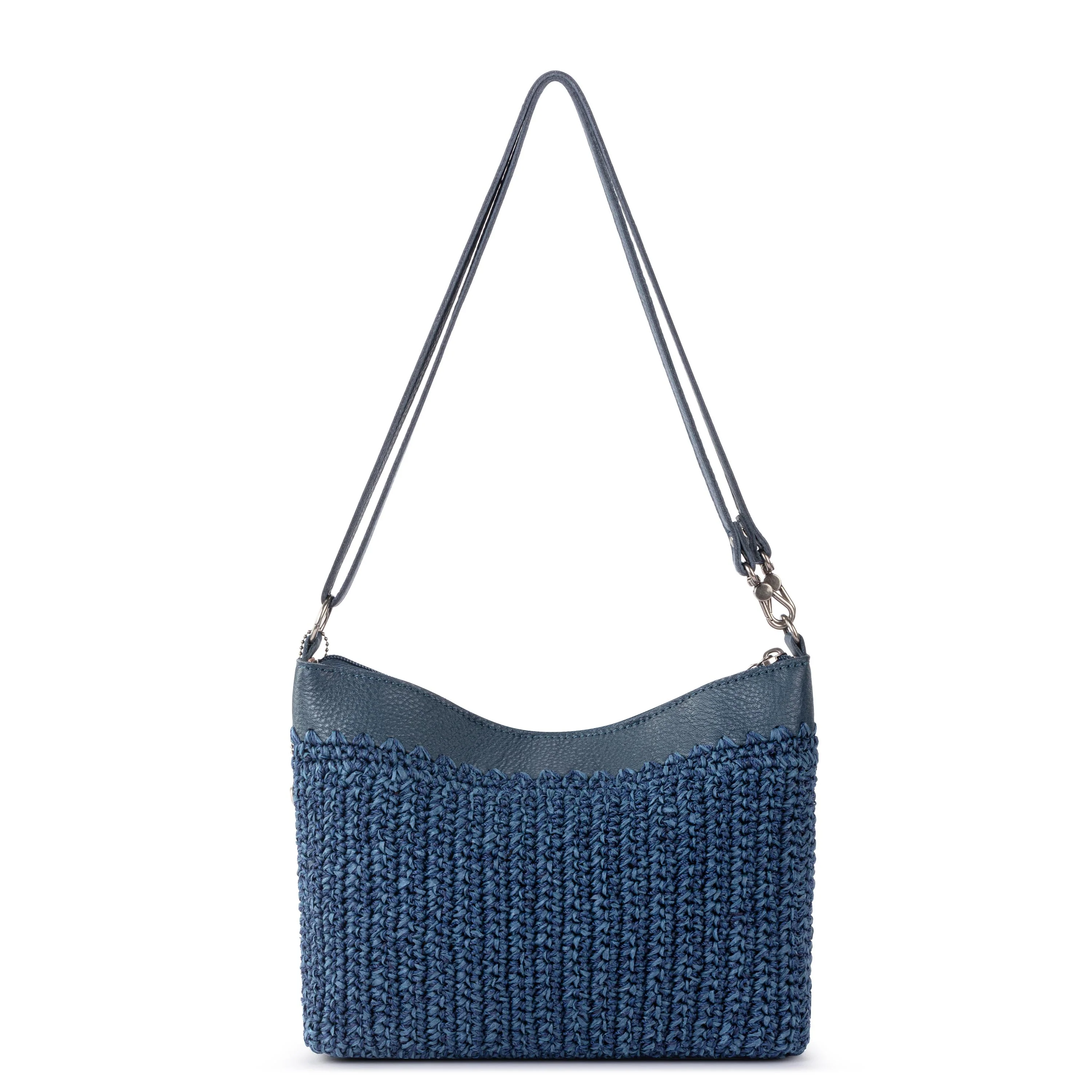 Lumi Crossbody - Hand Crochet - Denim Tonal Straw - Image 5