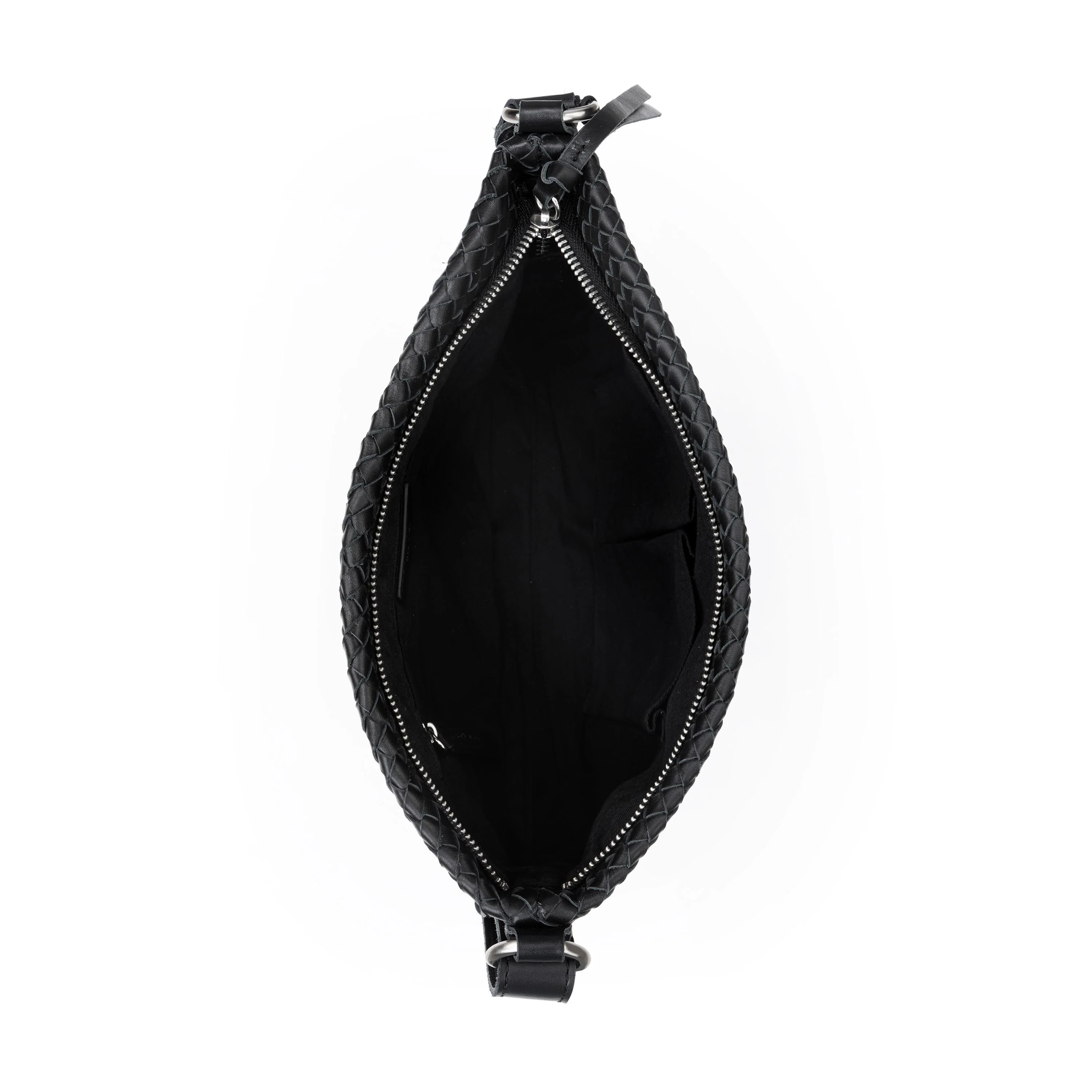 Melrose Crossbody - Leather - Black Woven - Image 4