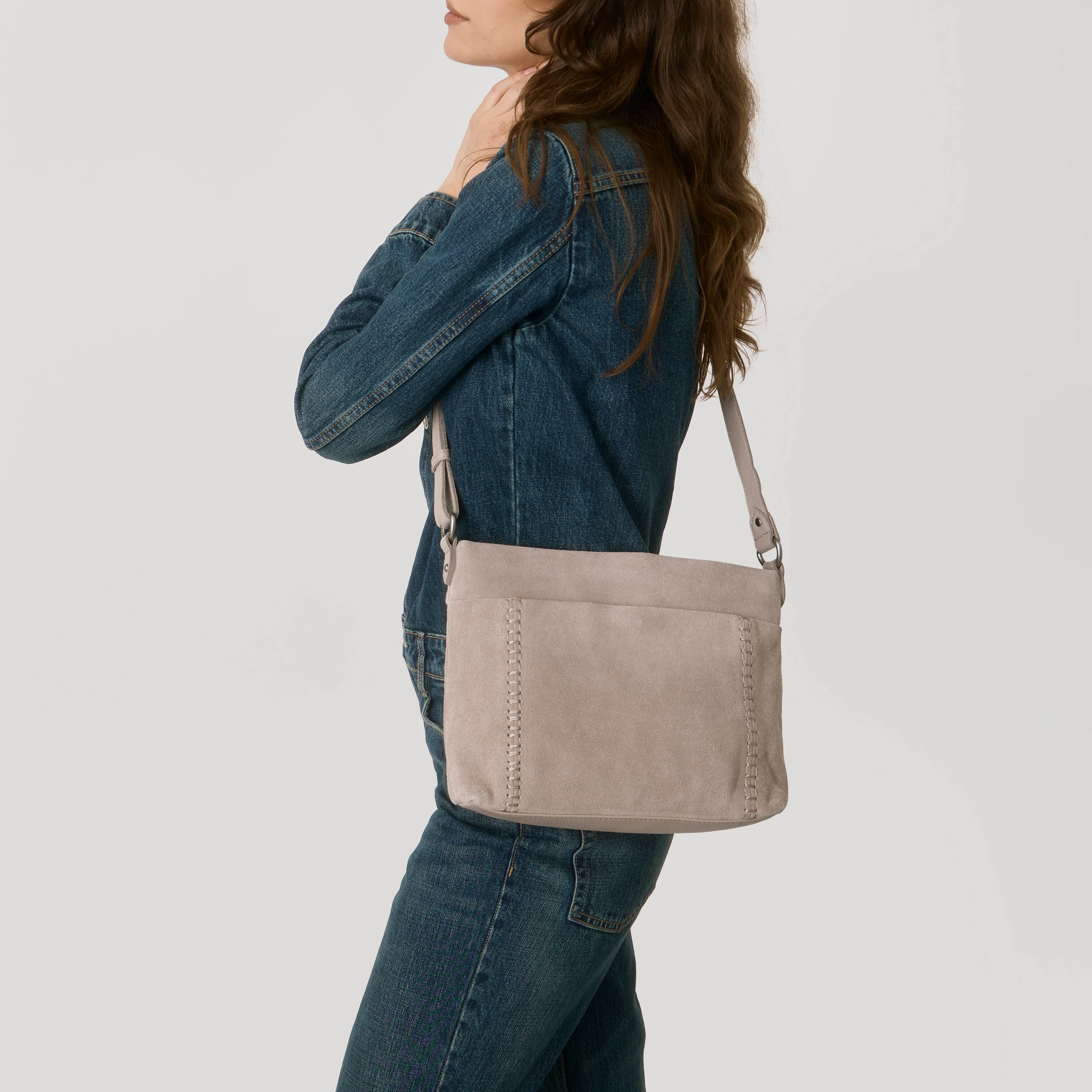 Melrose Crossbody - Leather - Sand Suede - Image 2