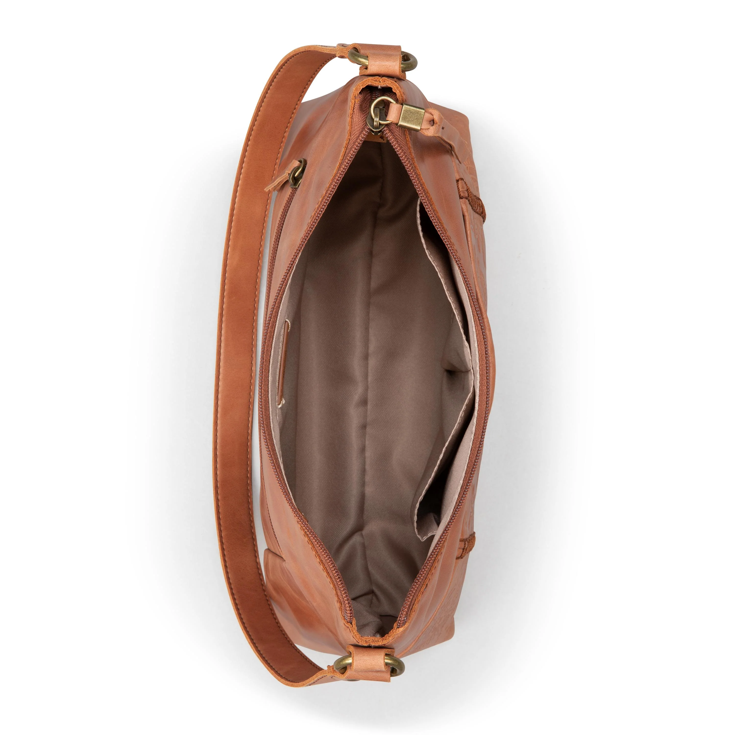Melrose Shoulder Bag - Leather - Tobacco Floral Embossed - Image 3
