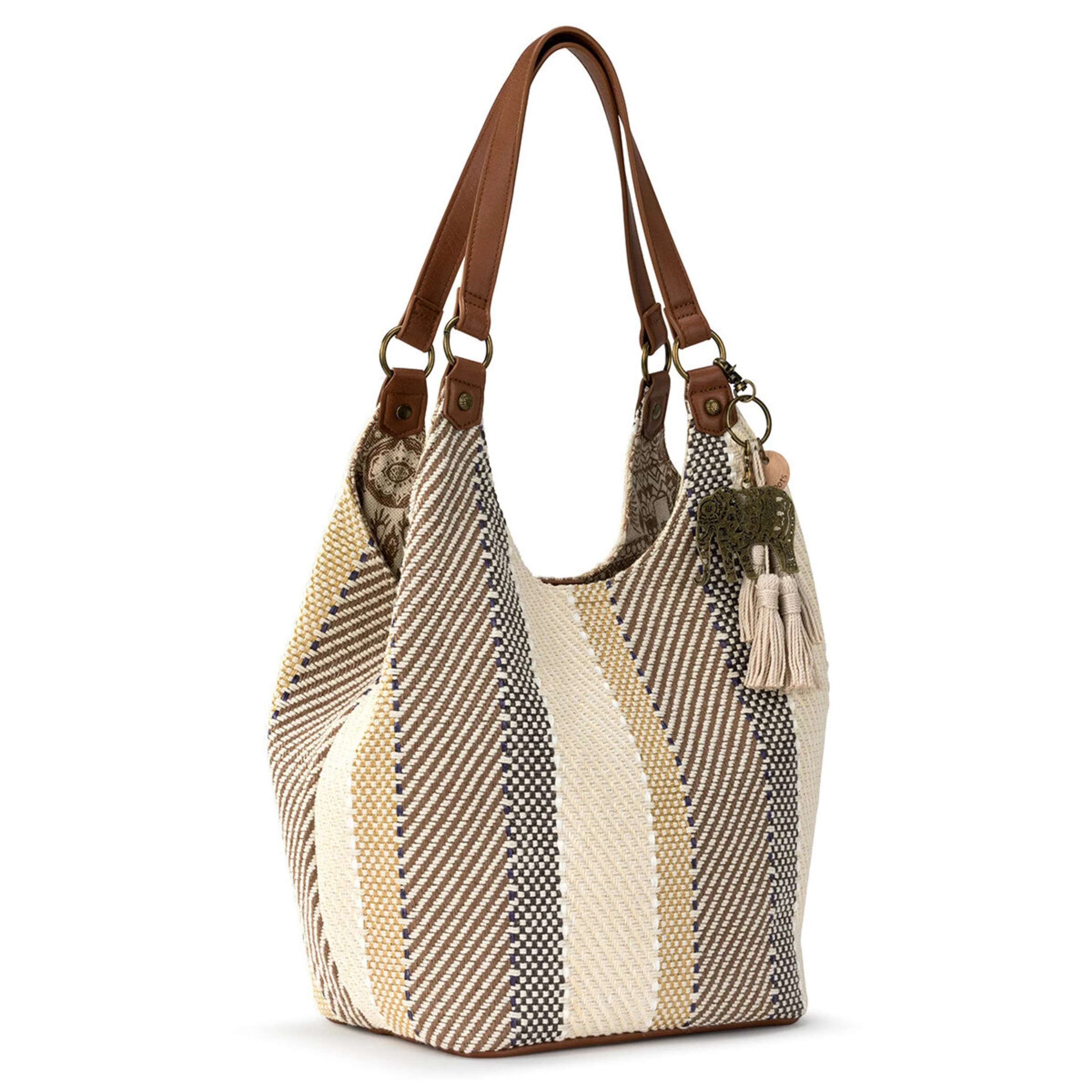 Roma Shopper - Straw - Tobacco Batik World Woven - Image 2