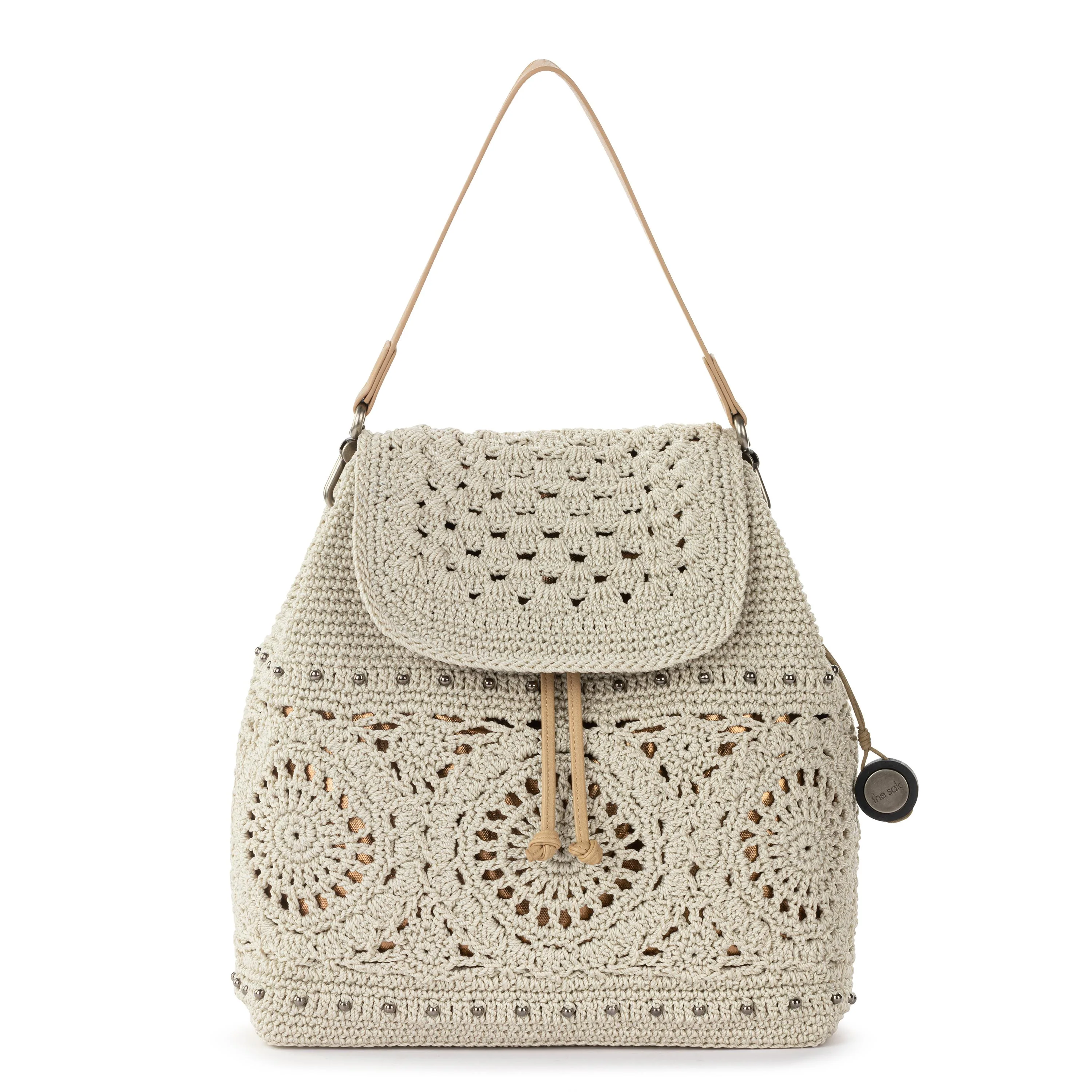 Sayulita Backpack - Hand Crochet - Natural Medallion