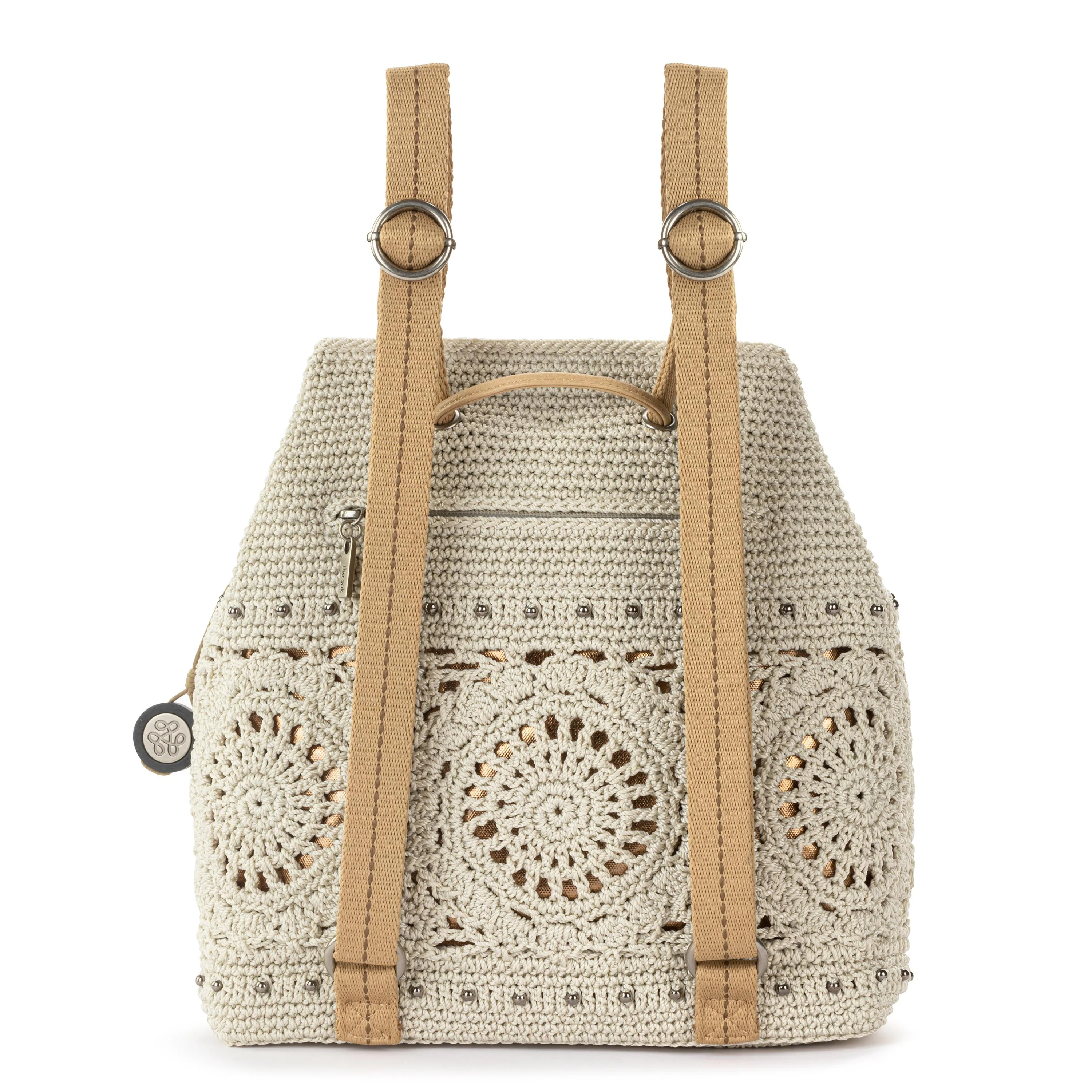 Sayulita Backpack - Hand Crochet - Natural Medallion - Image 6