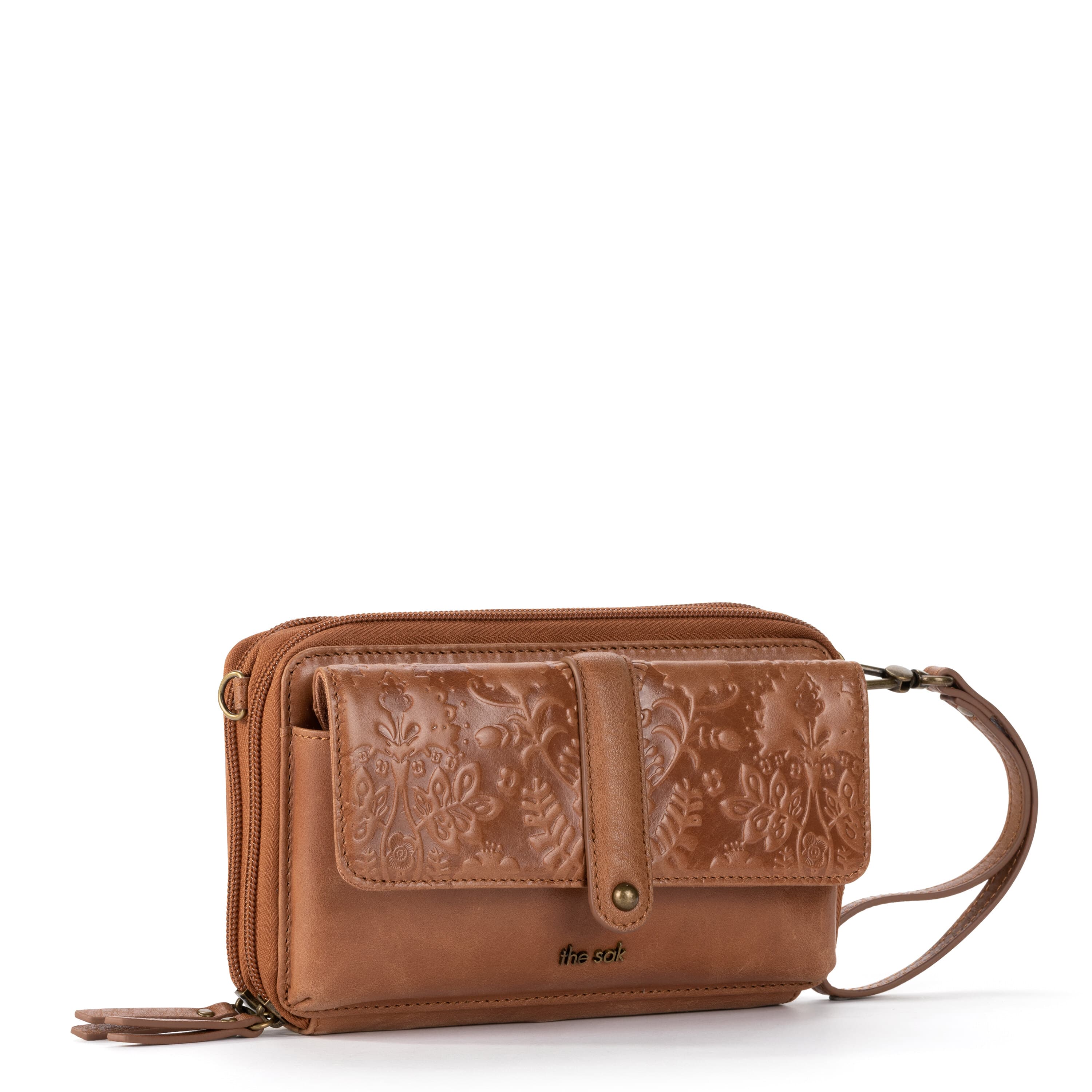 Sequoia XL Smartphone Wallet - Leather - Tobacco Floral Embossed - Image 3