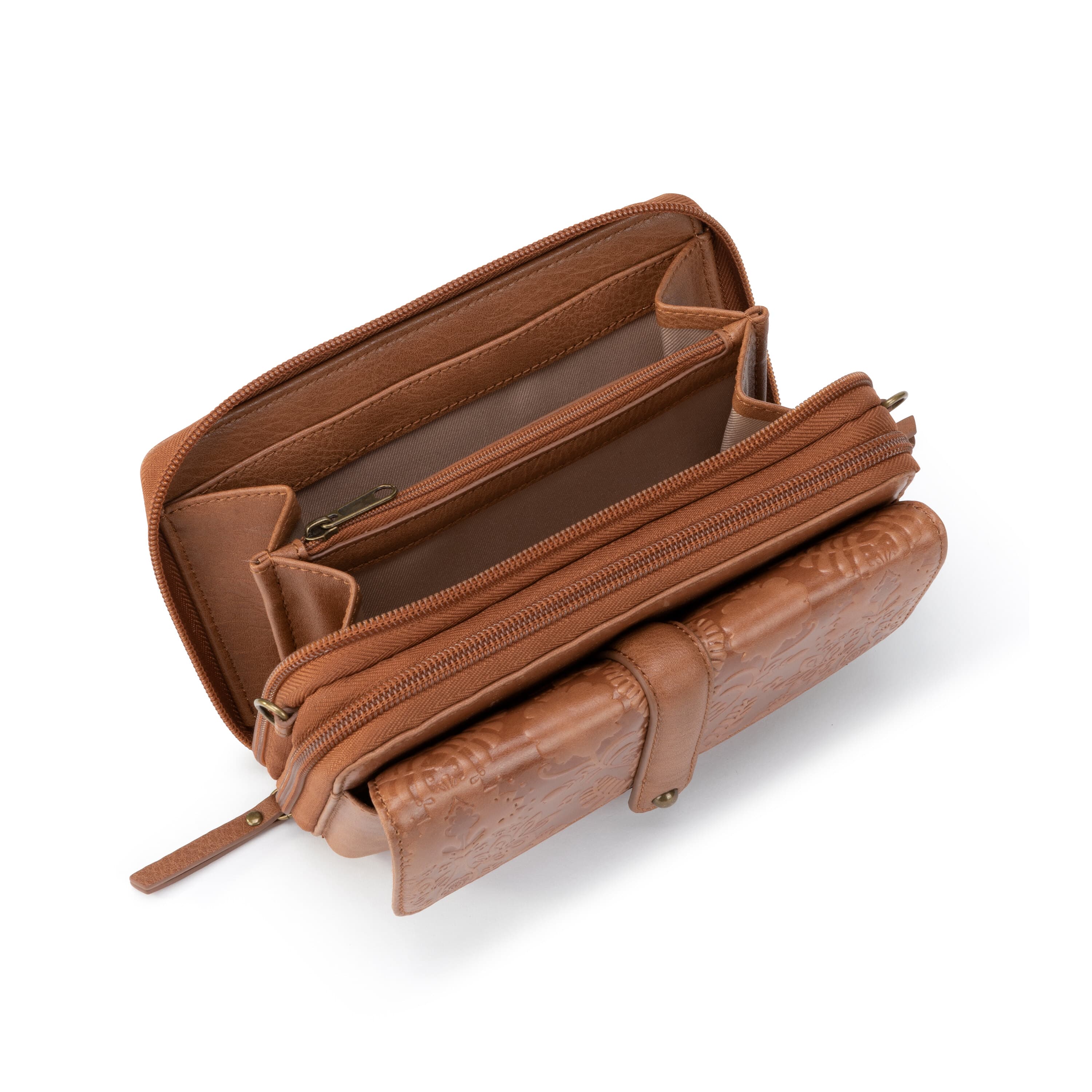 Sequoia XL Smartphone Wallet - Leather - Tobacco Floral Embossed - Image 4