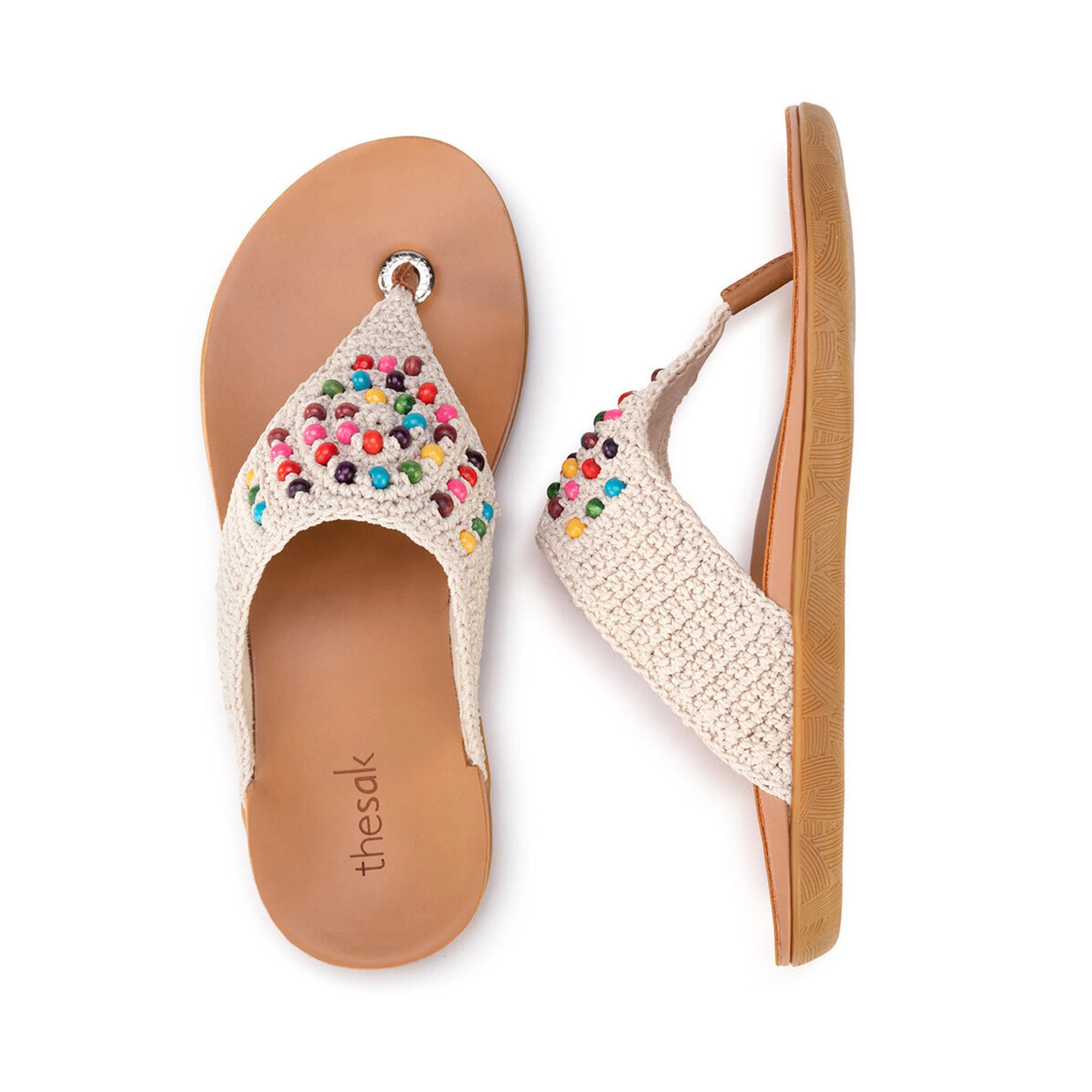 Shana Sandal - Hand Crochet - Ecru Multi Beads - Image 4