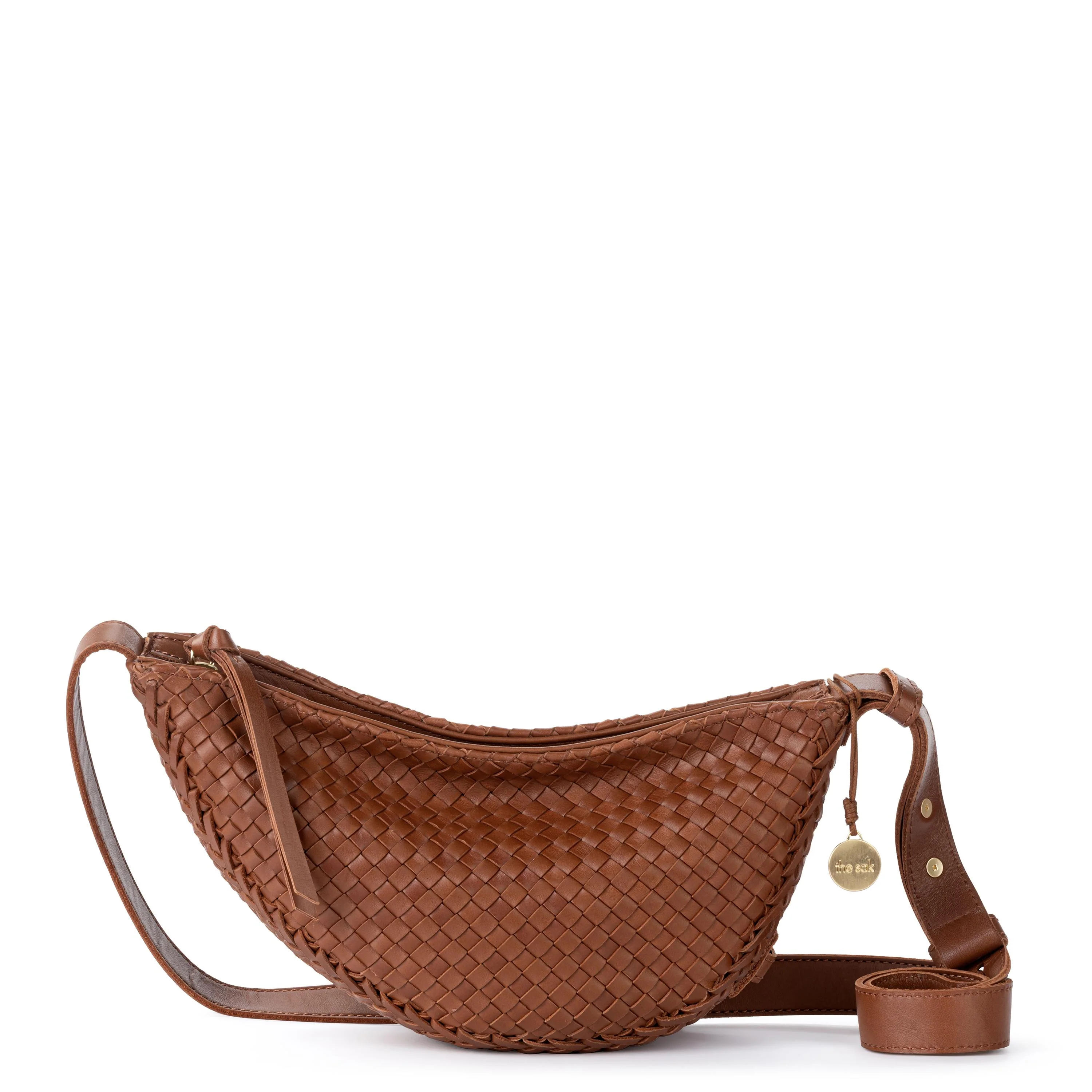 Tess Sling - Leather - Woven Cognac