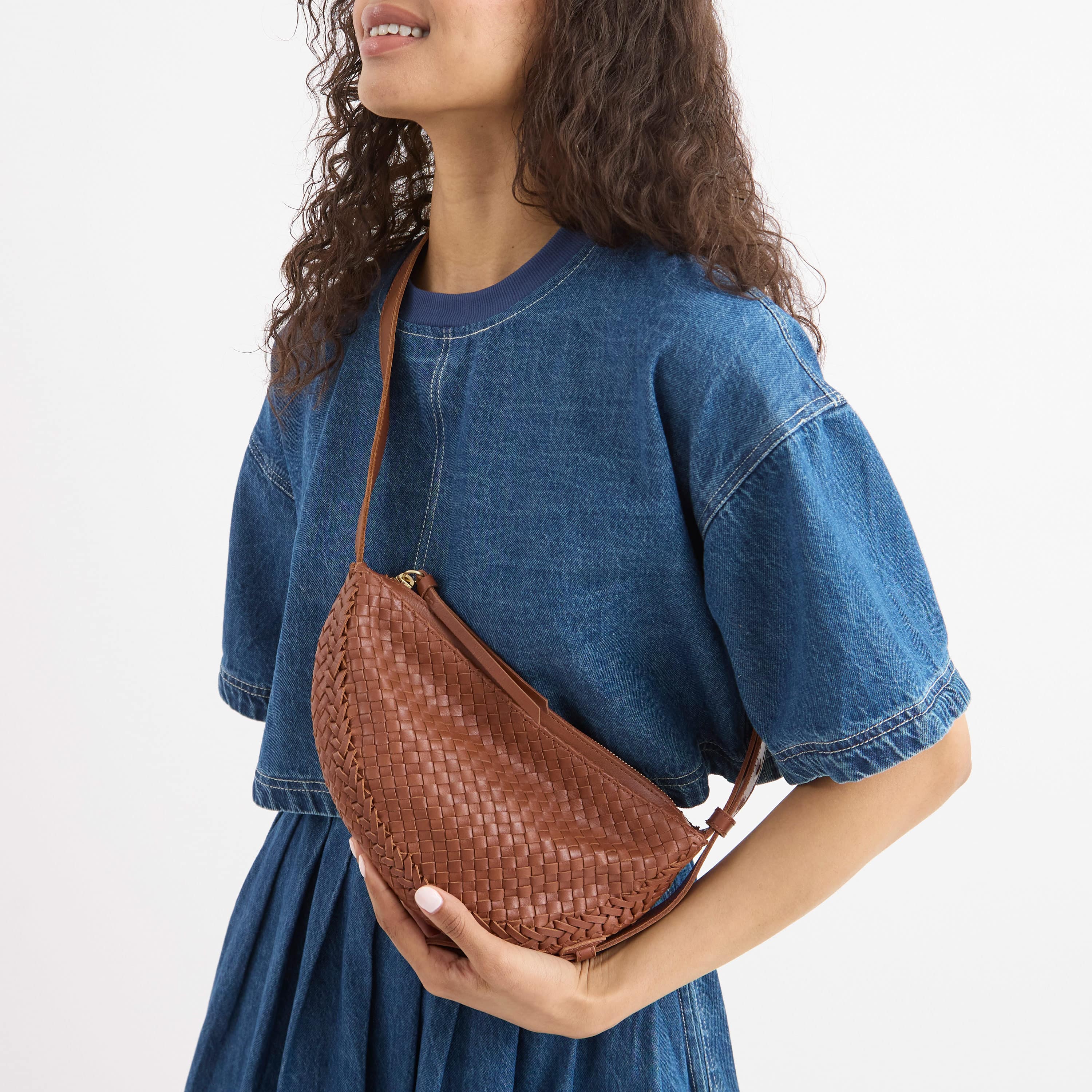 Tess Sling - Leather - Woven Cognac - Image 2
