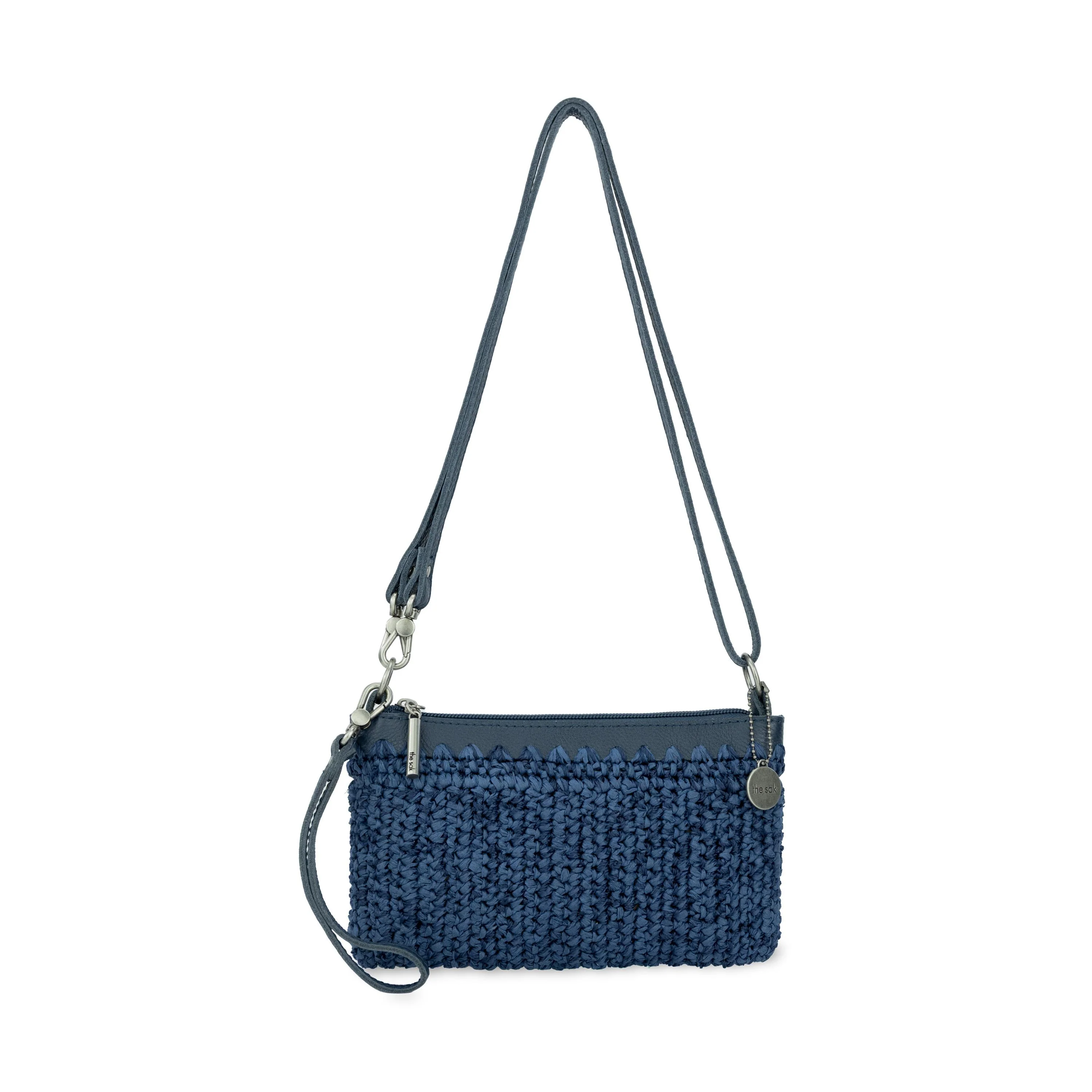 Vita Convertible Wristlet - Hand Crochet - Denim Tonal Straw