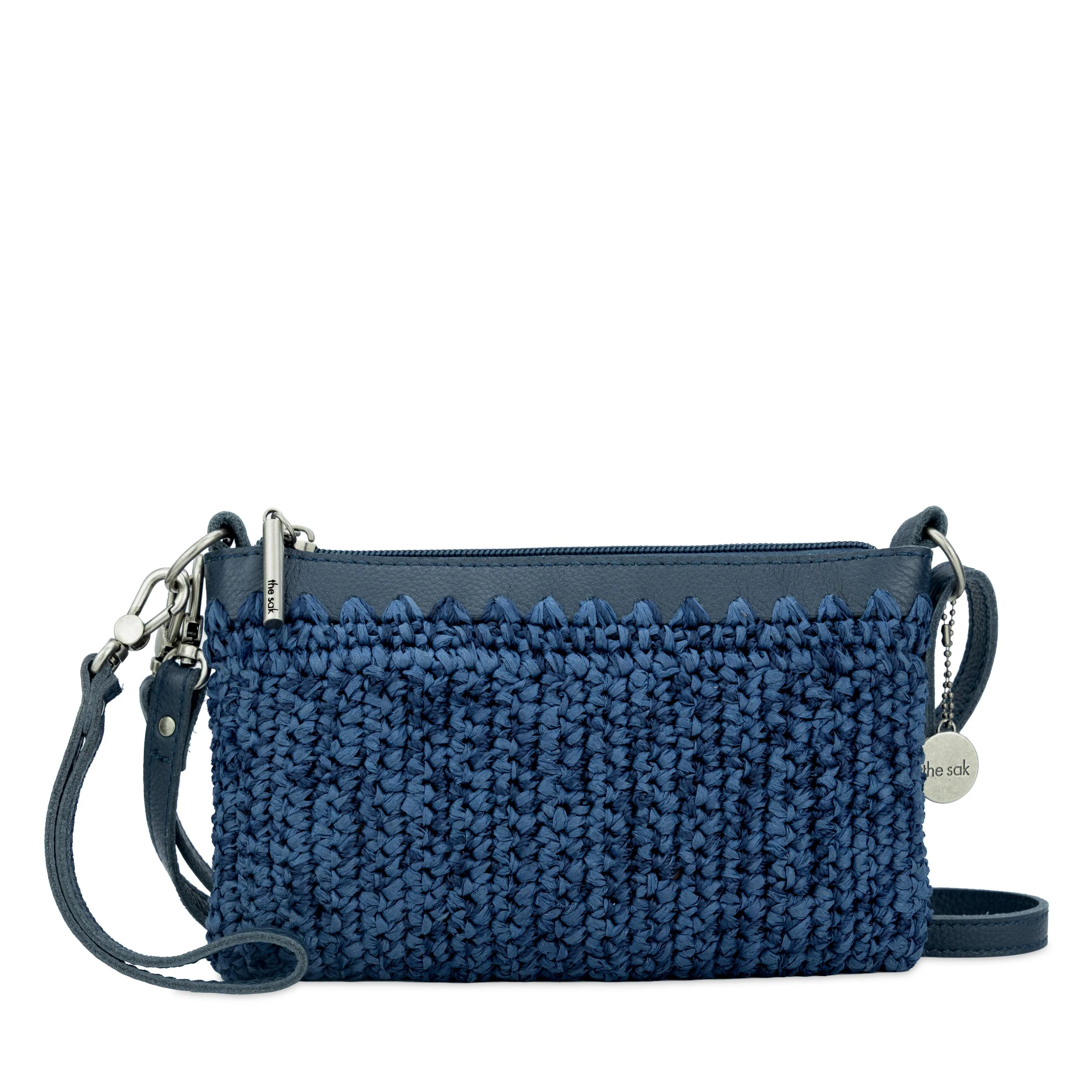 Vita Convertible Wristlet - Hand Crochet - Denim Tonal Straw - Image 3