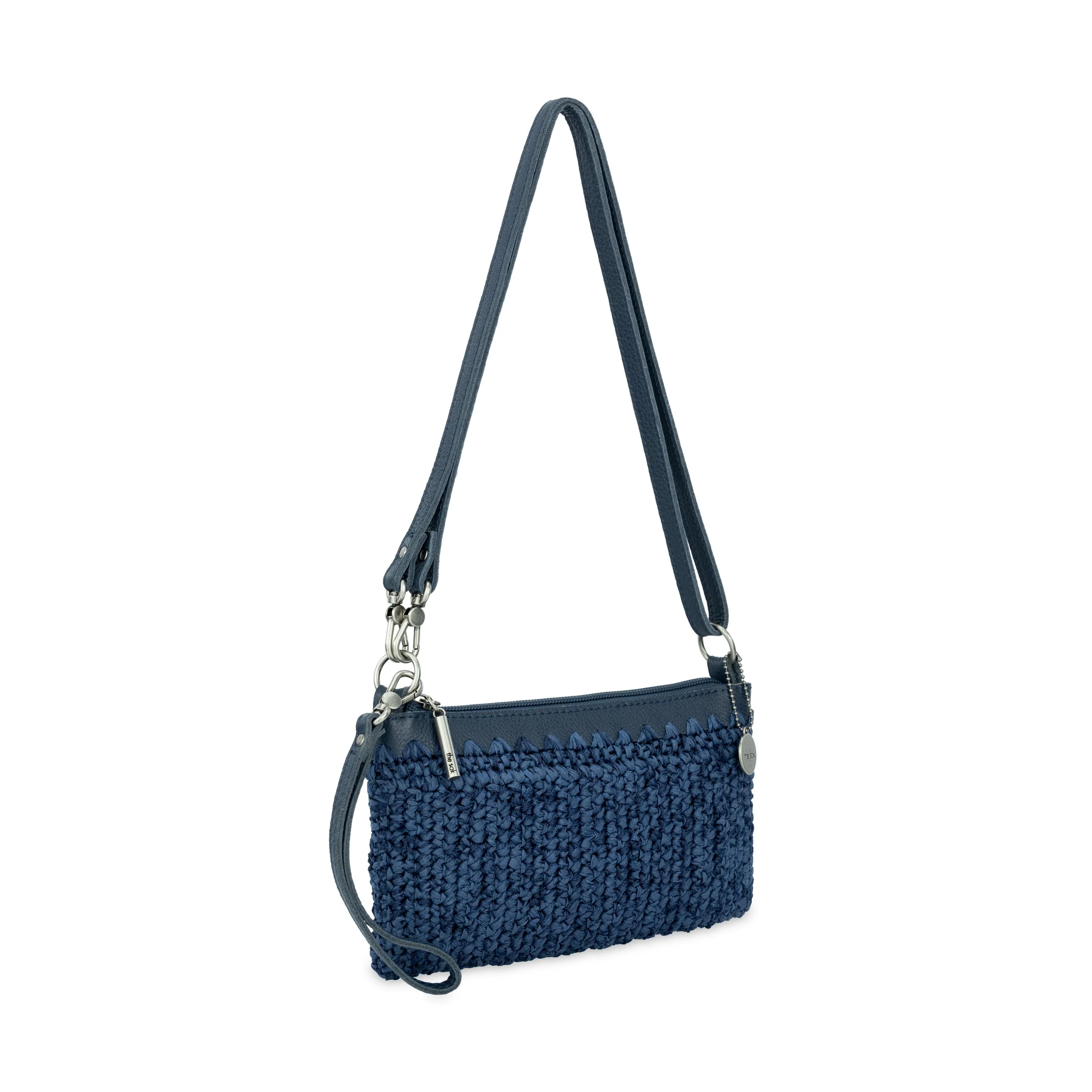 Vita Convertible Wristlet - Hand Crochet - Denim Tonal Straw - Image 4