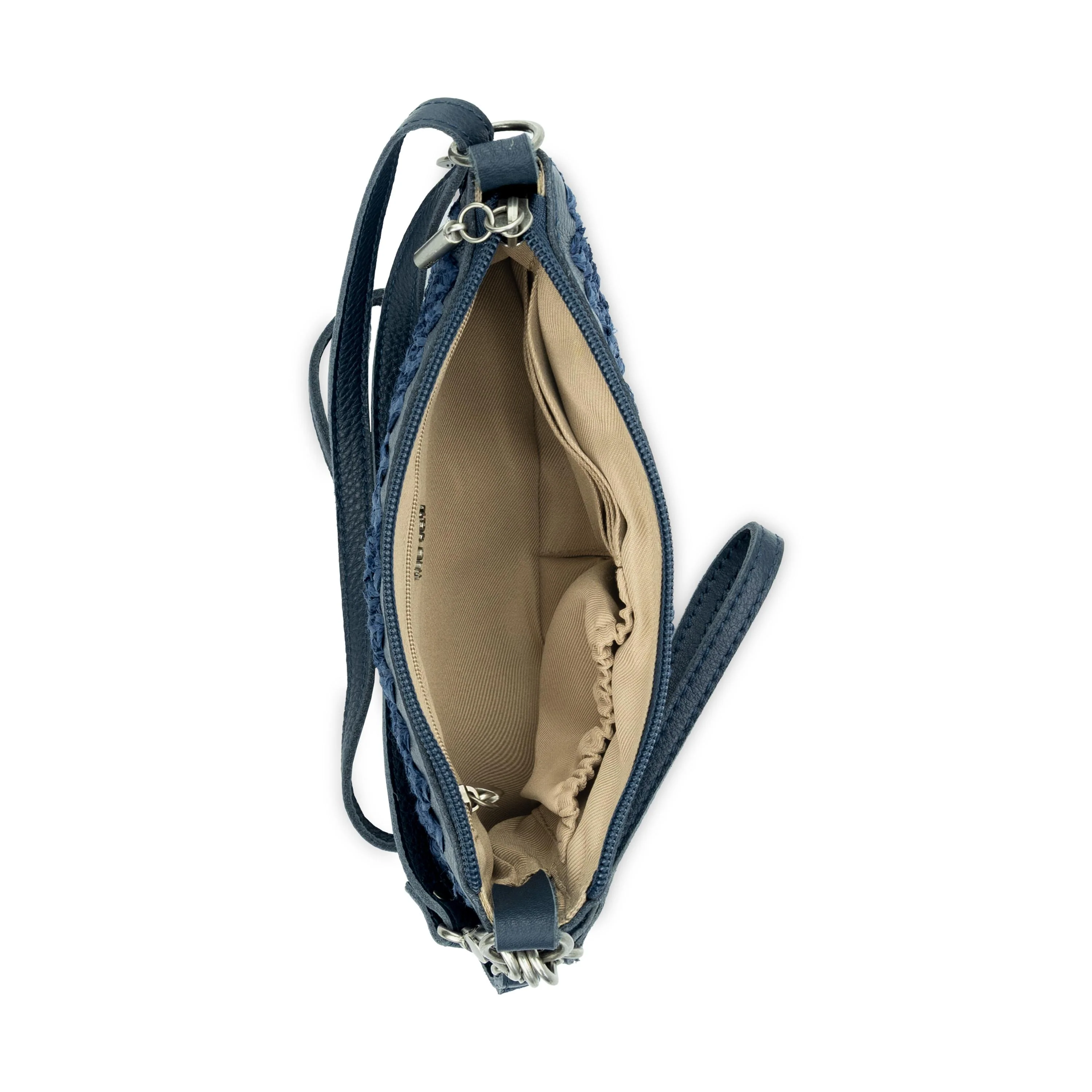 Vita Convertible Wristlet - Hand Crochet - Denim Tonal Straw - Image 5