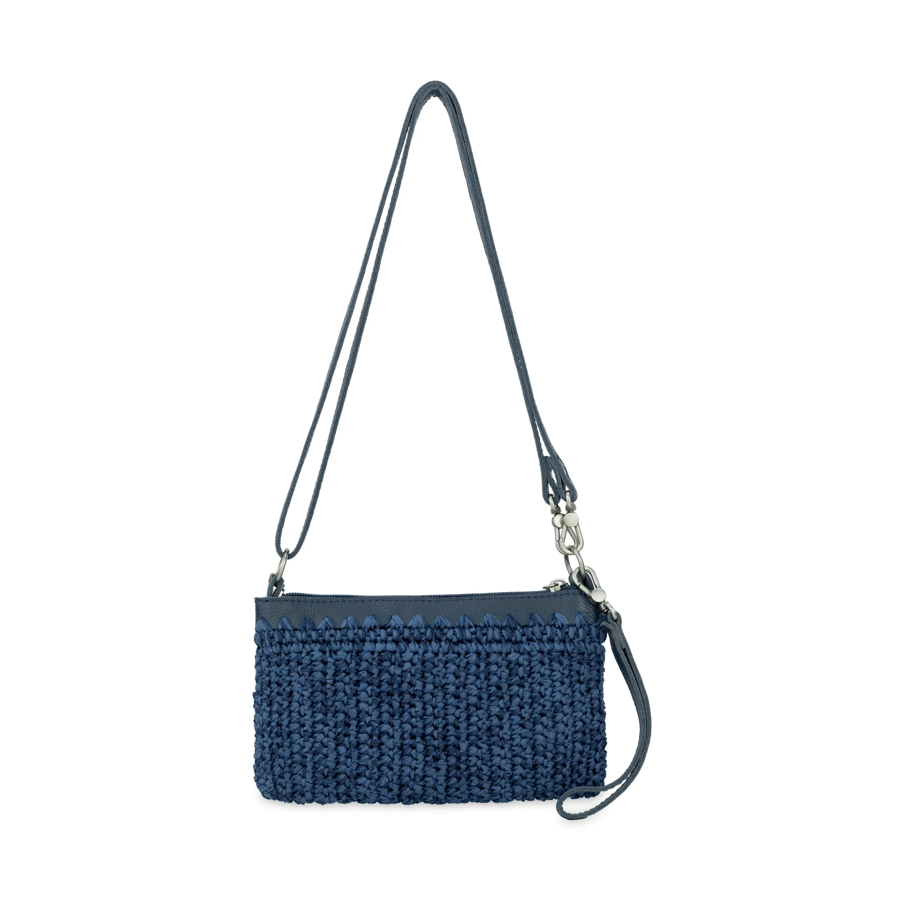 Vita Convertible Wristlet - Hand Crochet - Denim Tonal Straw - Image 6