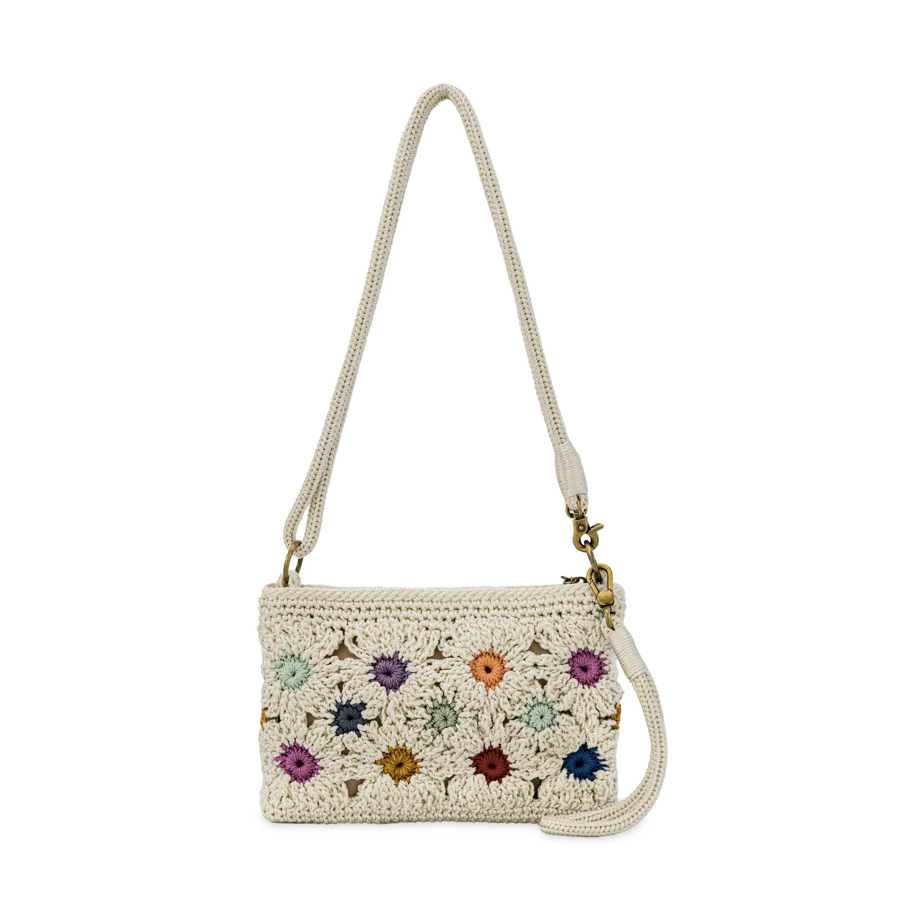 Vita Convertible Wristlet - Hand Crochet - Natural Multi Flowers - Image 6