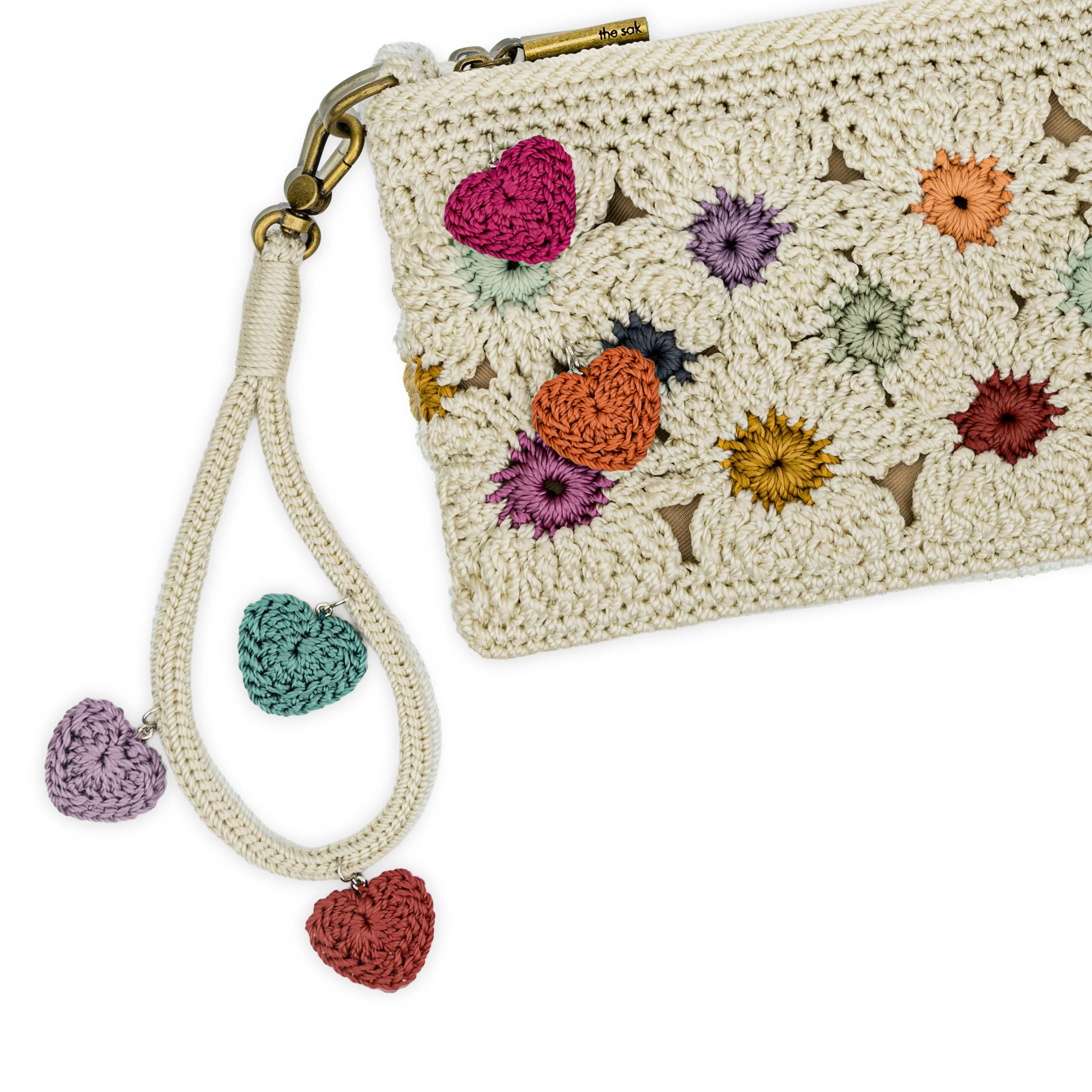 Vita Convertible Wristlet - Hand Crochet - Natural Multi Flowers - Image 7