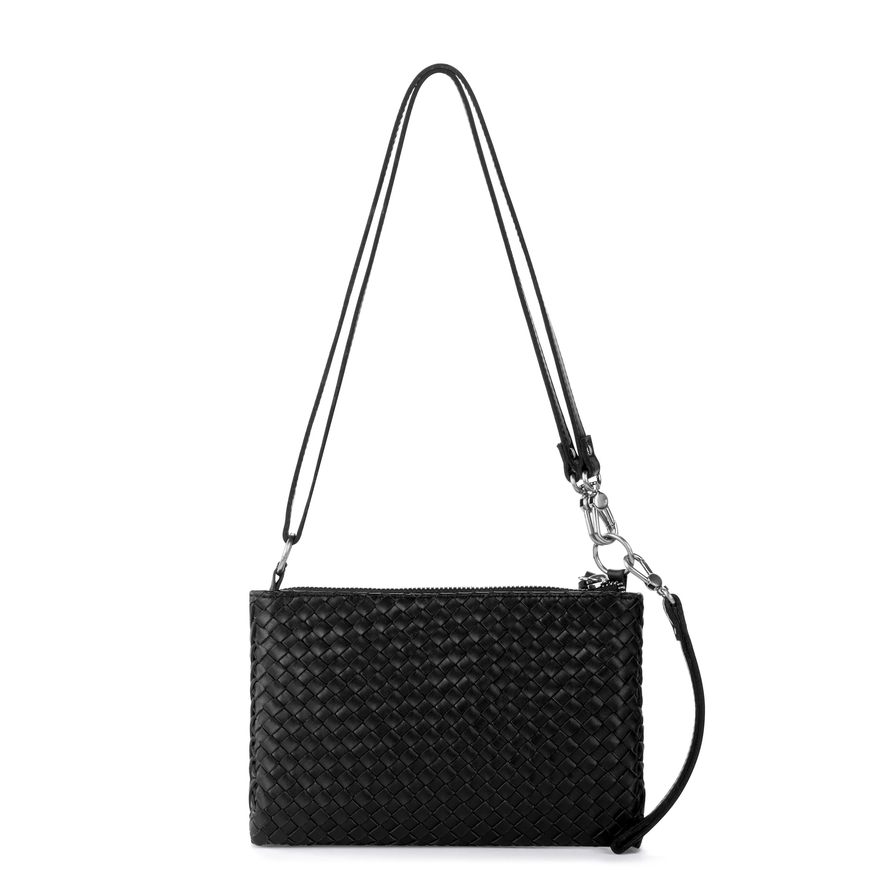Vita Convertible Wristlet - Leather - Black Woven - Image 5