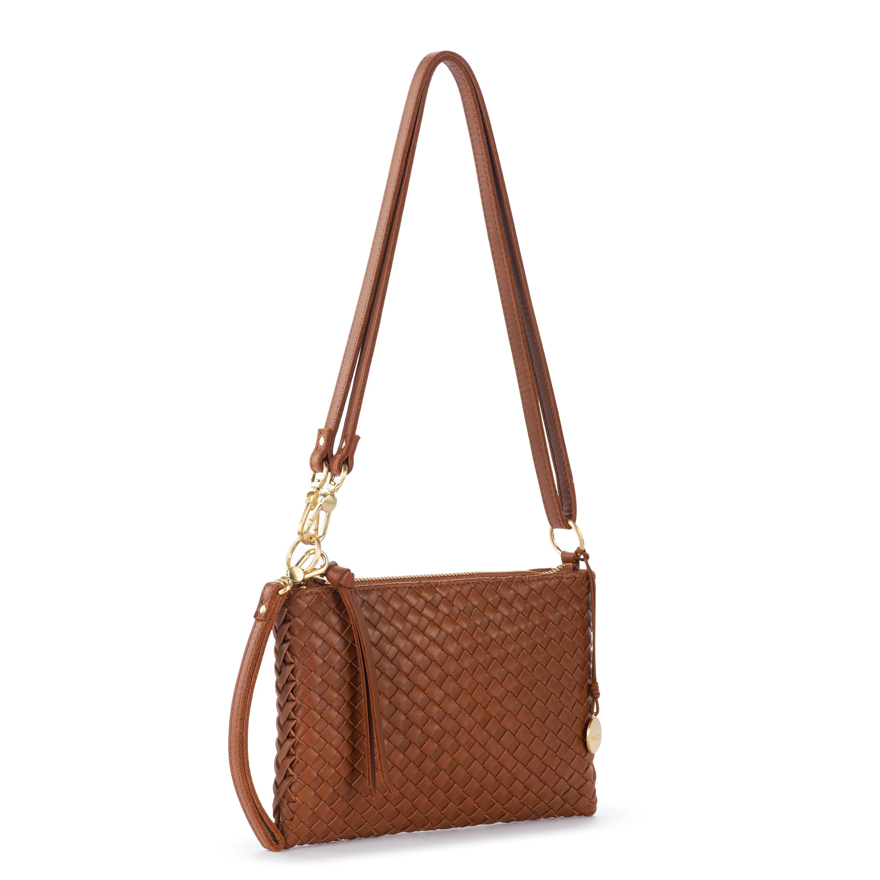 Vita Convertible Wristlet - Leather - Cognac Woven - Image 4