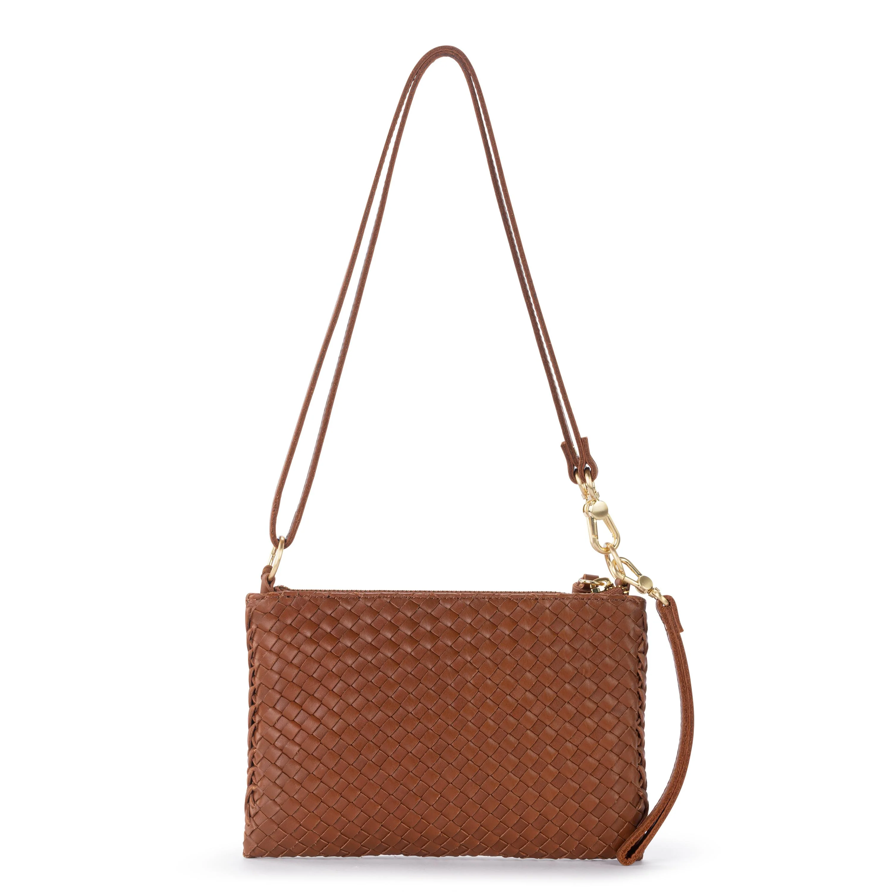Vita Convertible Wristlet - Leather - Cognac Woven - Image 6