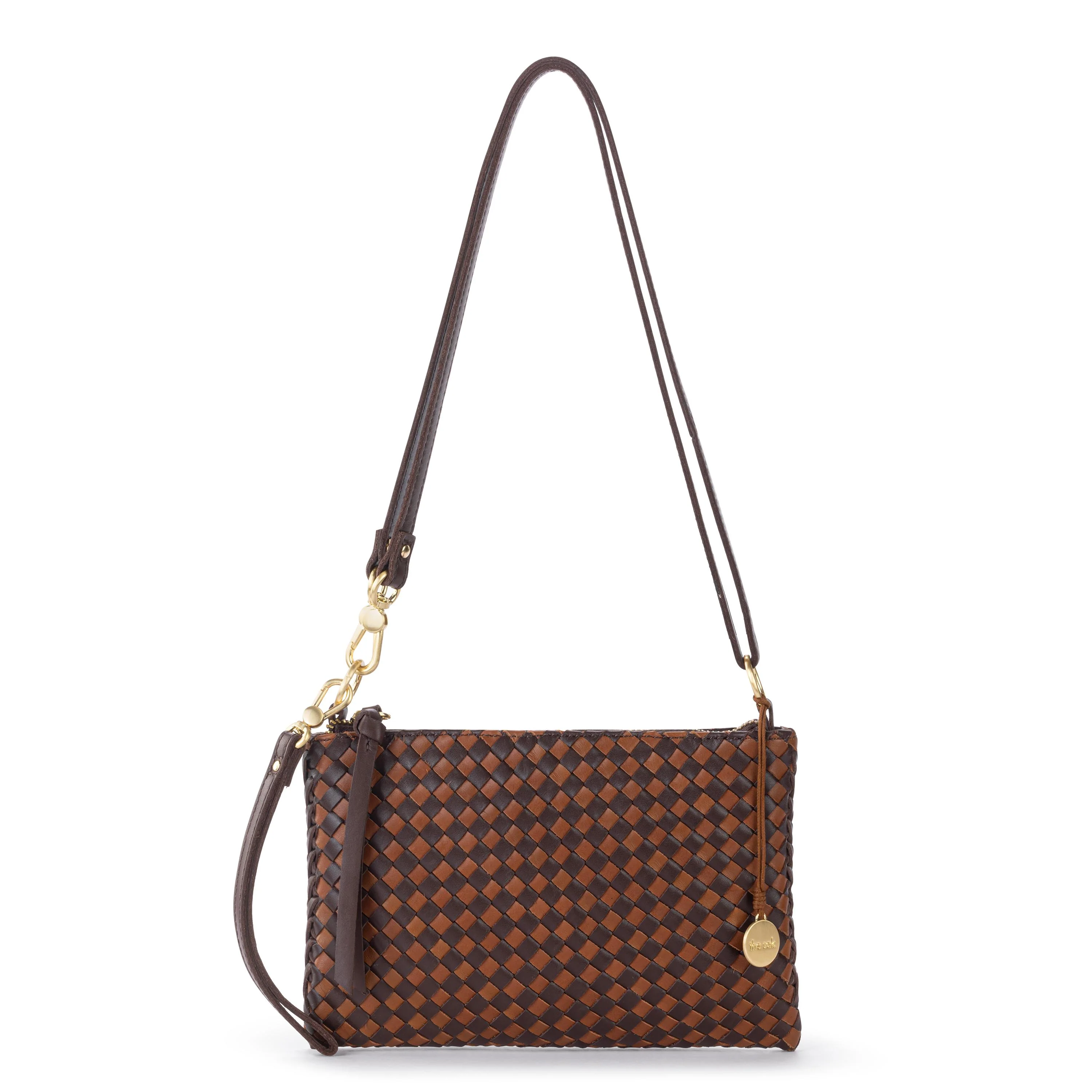 Vita Convertible Wristlet - Leather - Mahogany Cognac Woven