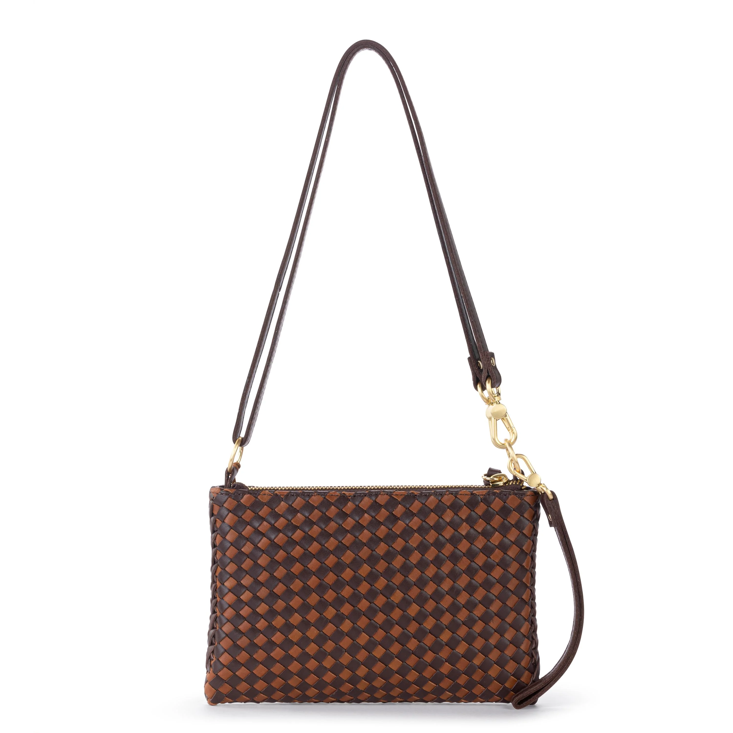 Vita Convertible Wristlet - Leather - Mahogany Cognac Woven - Image 5