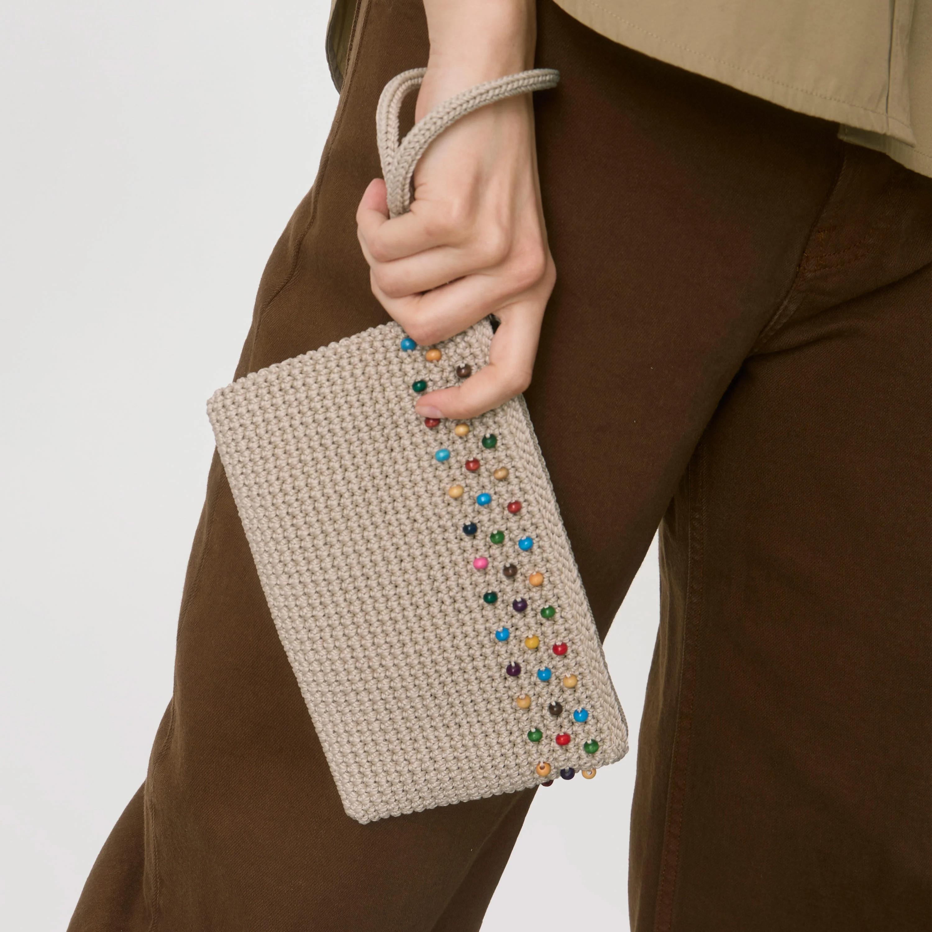 Vita Wristlet - Hand Crochet - Ecru Multi Beads - Image 2